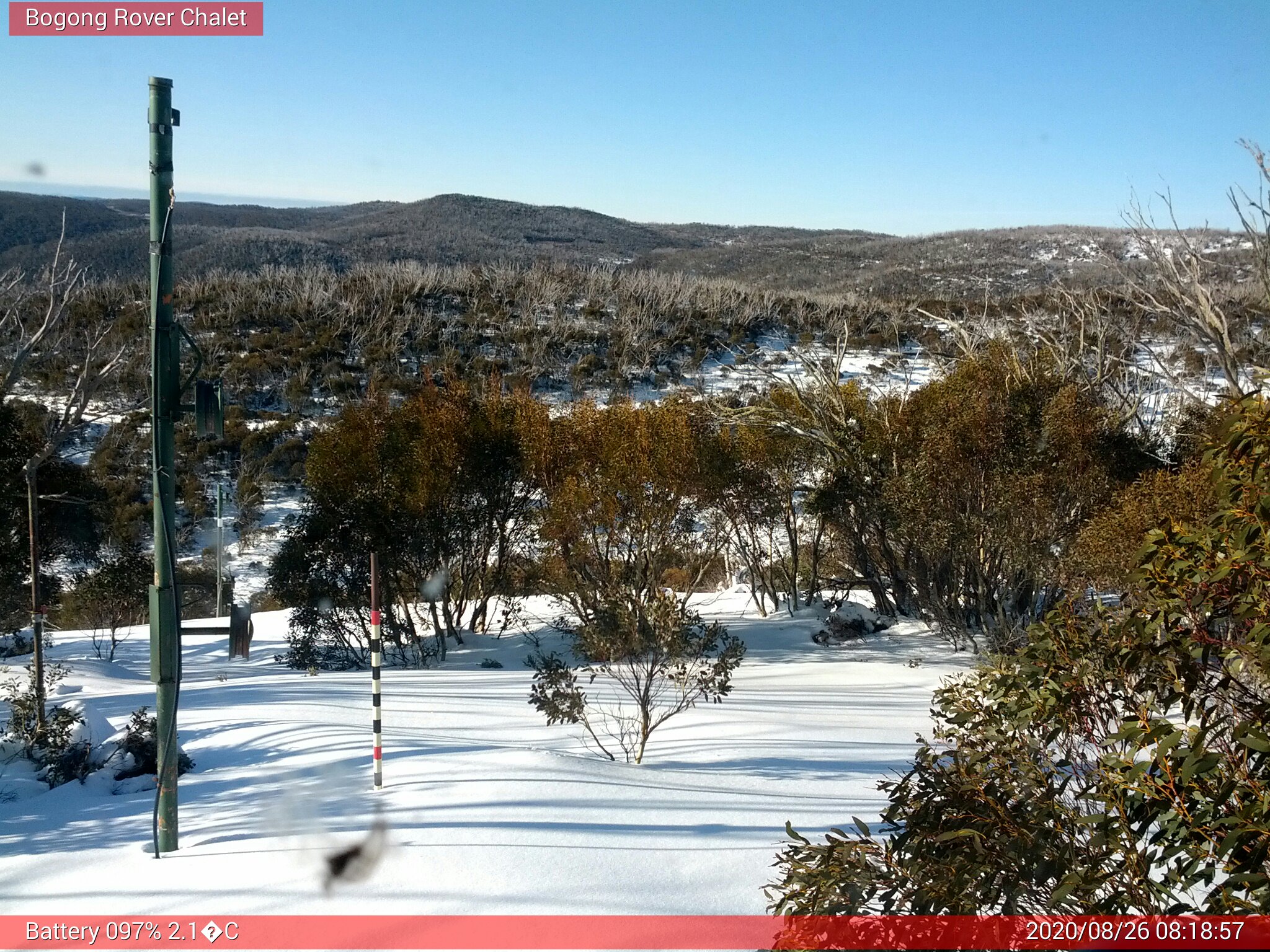 Bogong Web Cam 8:18am Wednesday 26th of August 2020