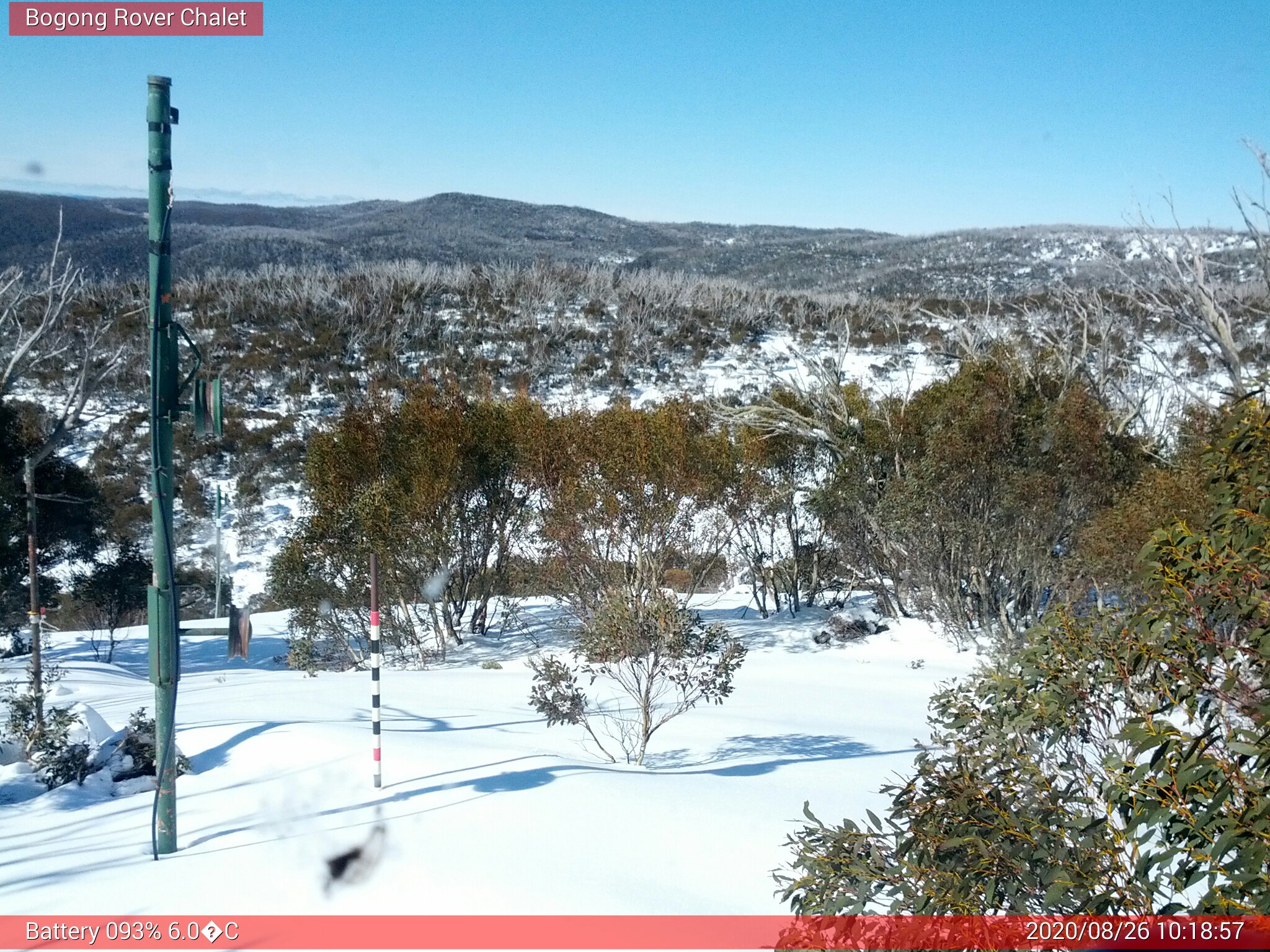 Bogong Web Cam 10:18am Wednesday 26th of August 2020