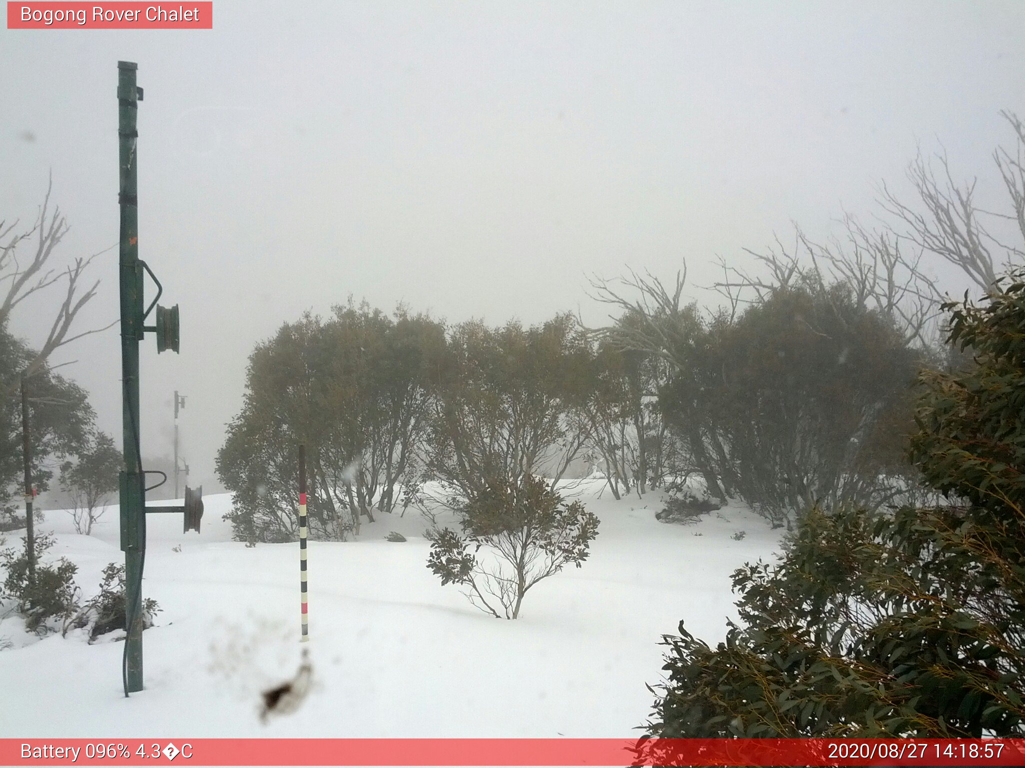 Bogong Web Cam 2:18pm Thursday 27th of August 2020