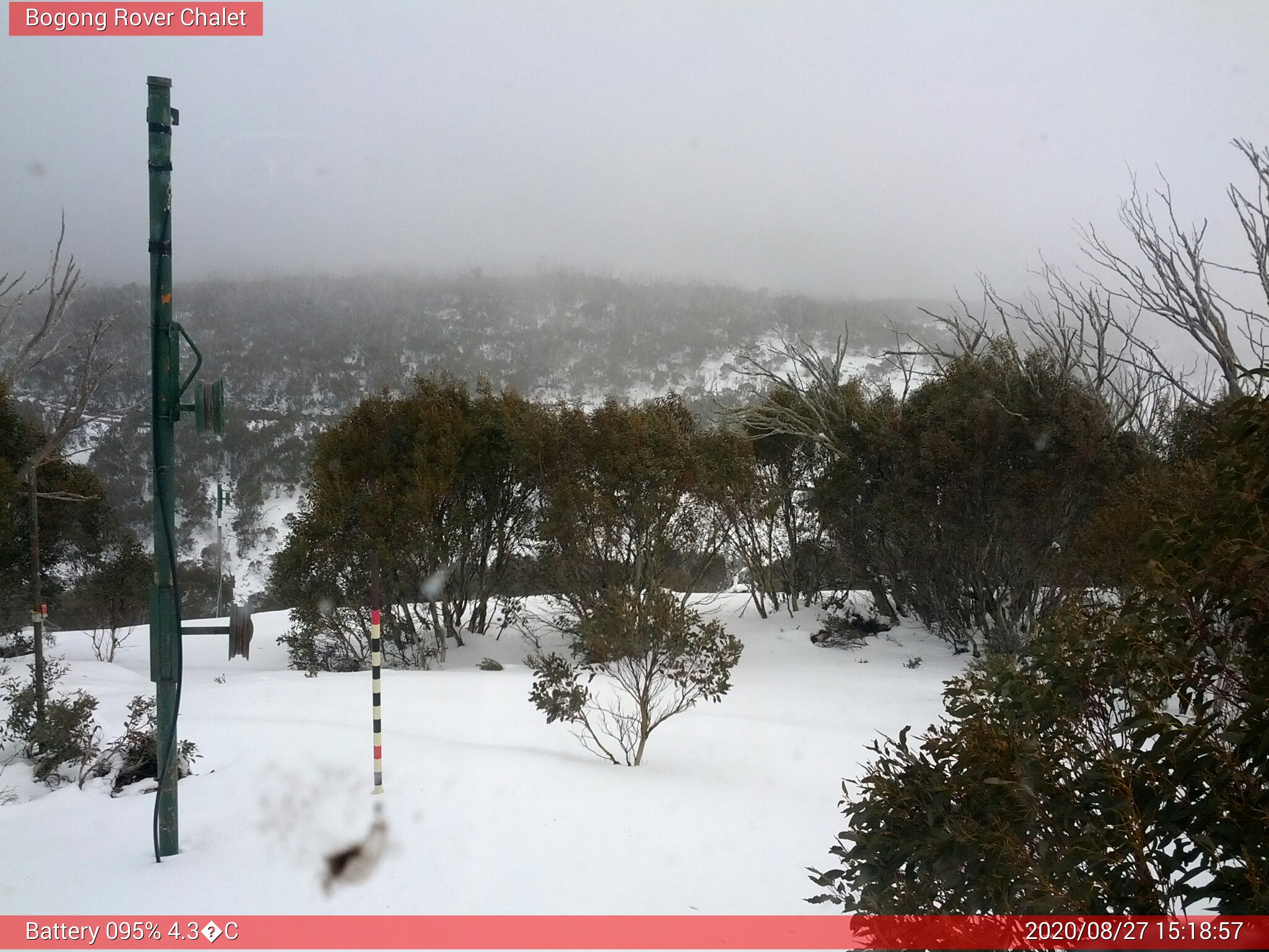 Bogong Web Cam 3:18pm Thursday 27th of August 2020