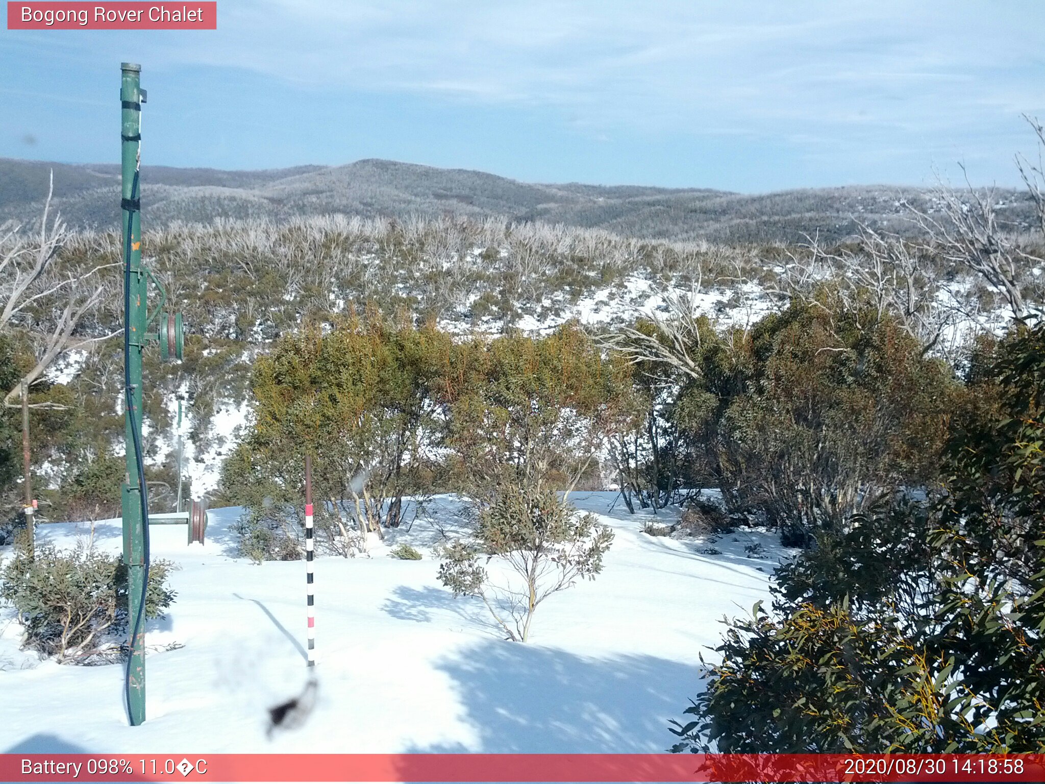 Bogong Web Cam 2:18pm Sunday 30th of August 2020