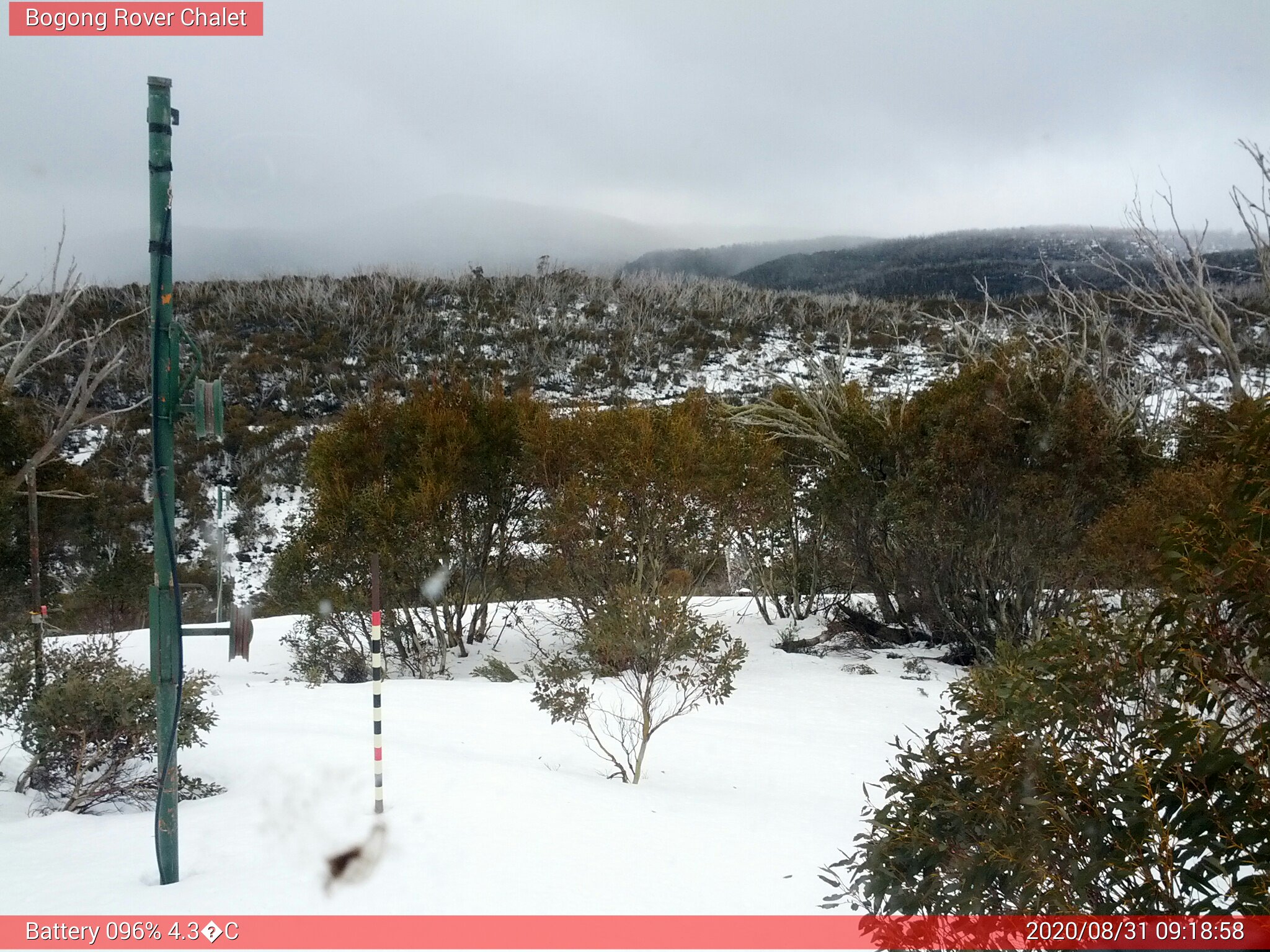 Bogong Web Cam 9:18am Monday 31st of August 2020