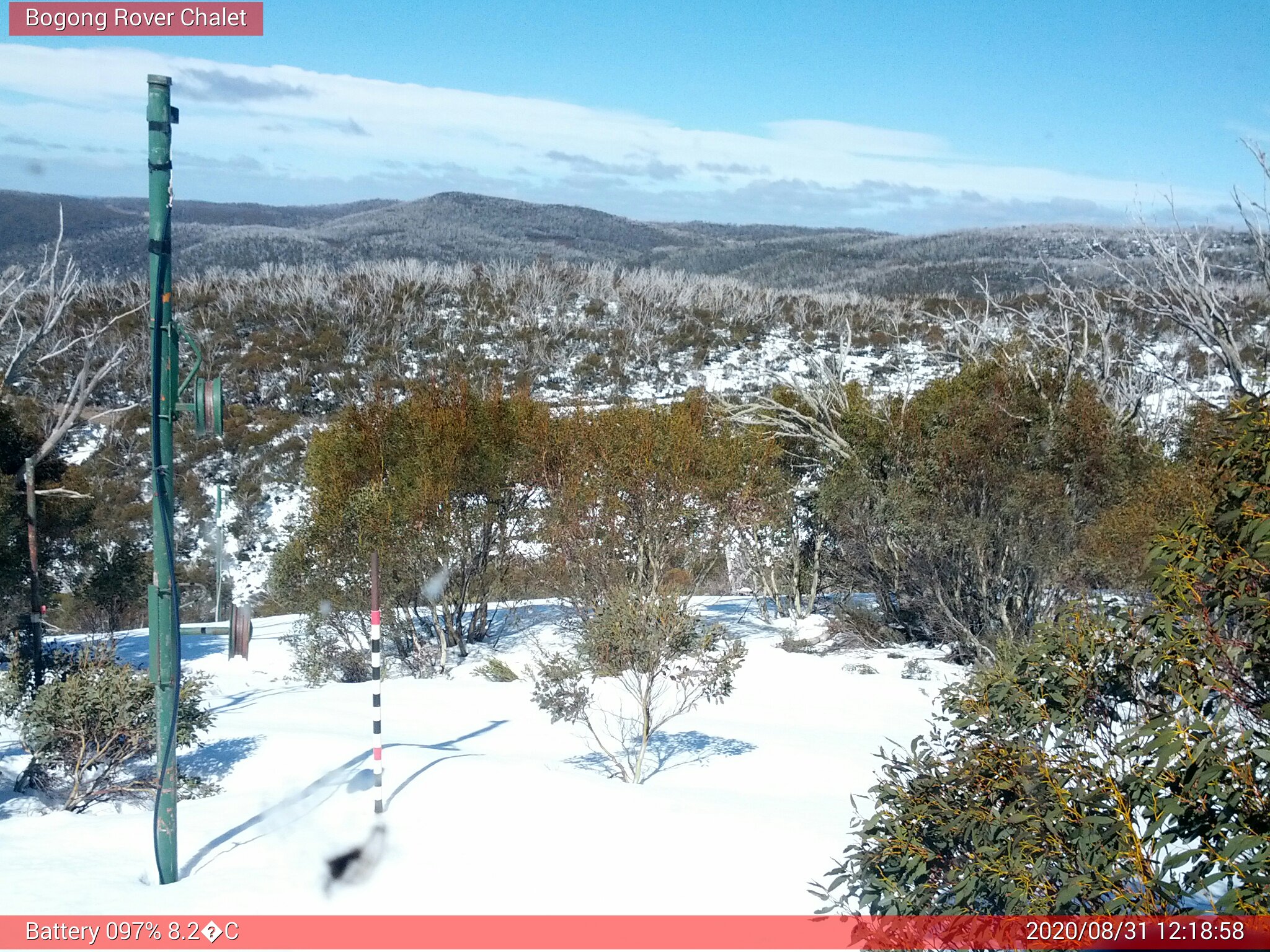 Bogong Web Cam 12:18pm Monday 31st of August 2020