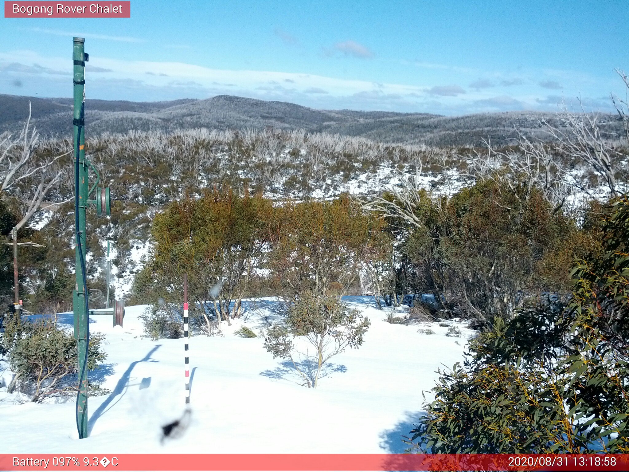 Bogong Web Cam 1:18pm Monday 31st of August 2020