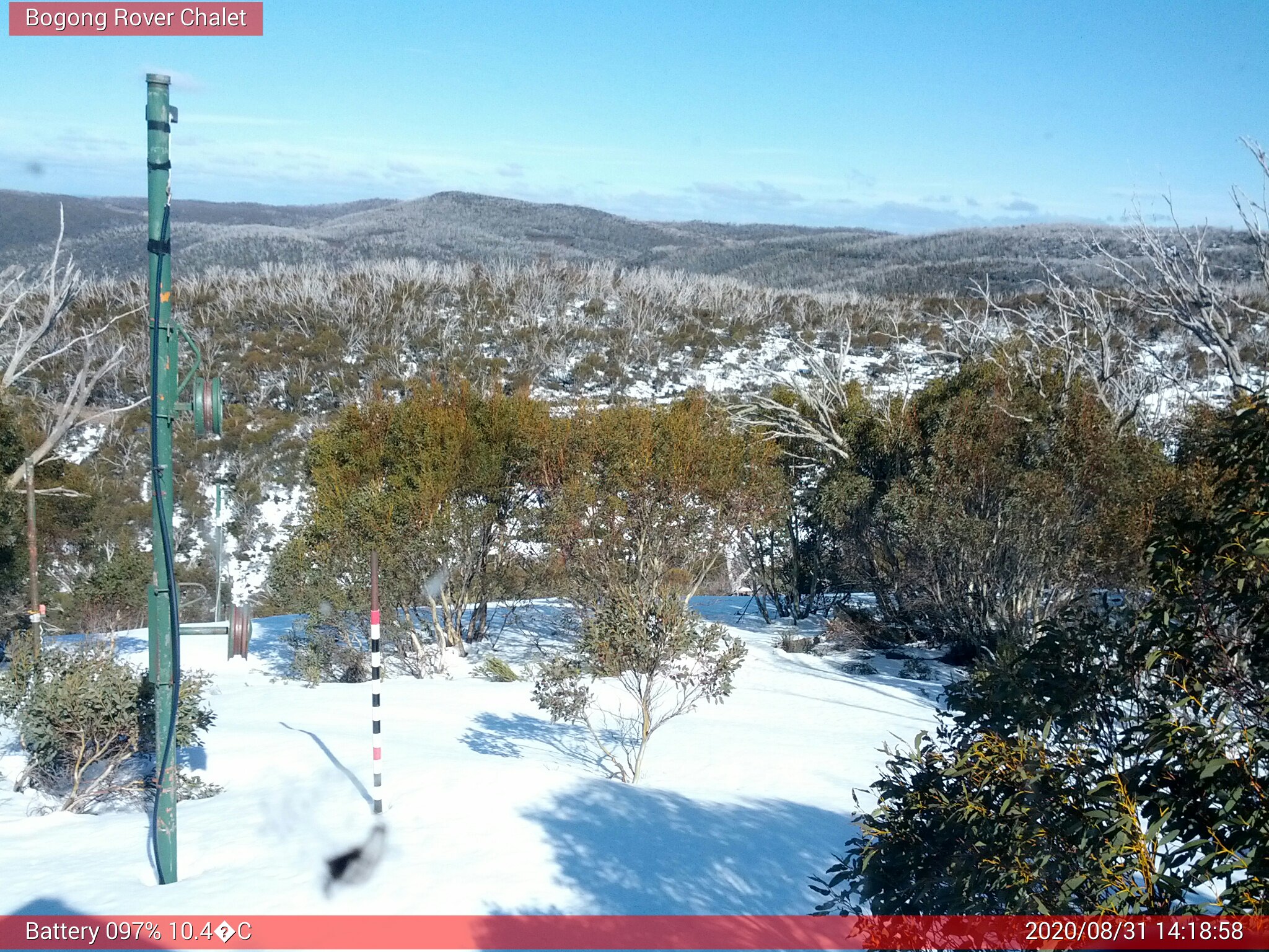 Bogong Web Cam 2:18pm Monday 31st of August 2020