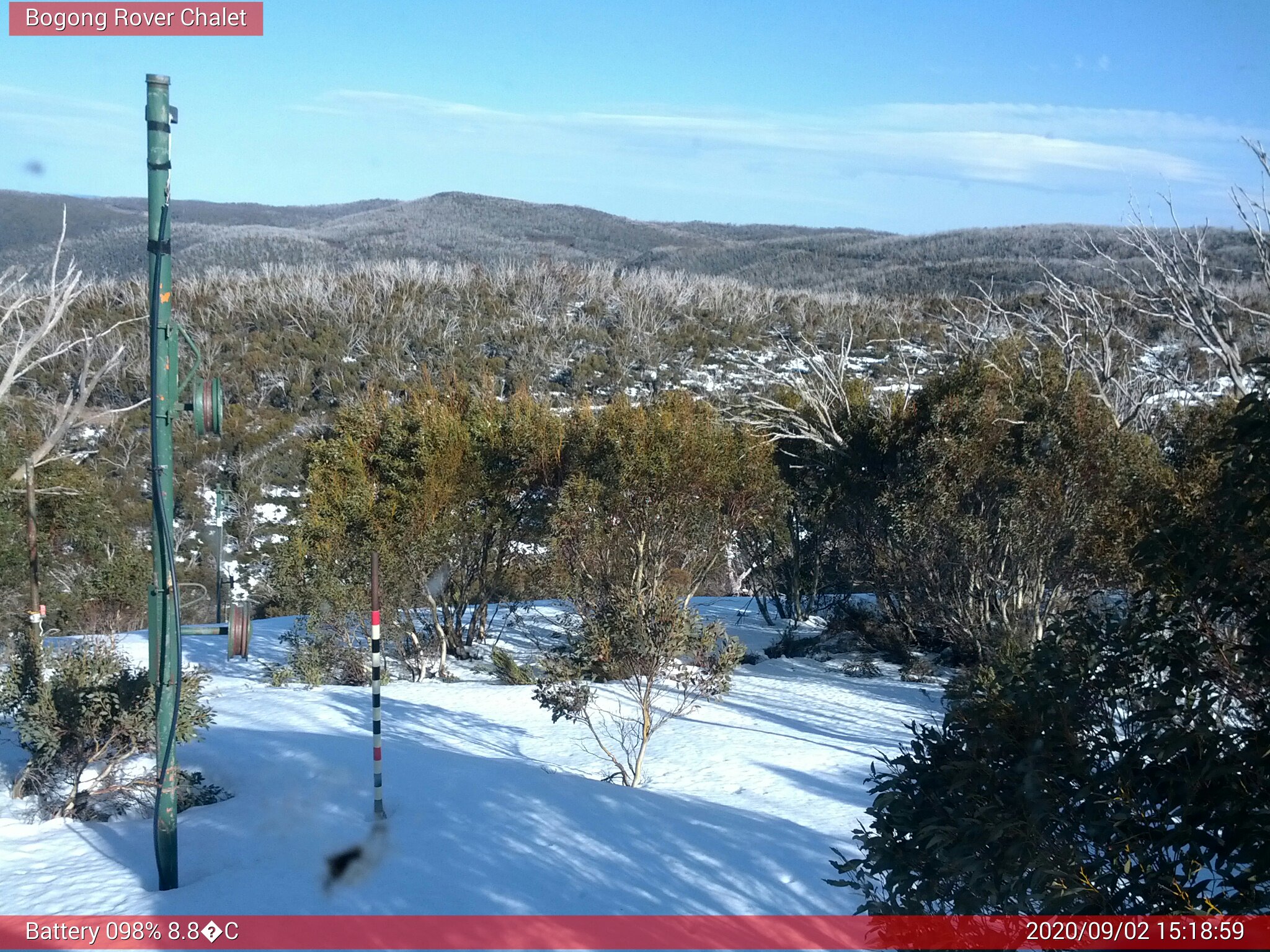 Bogong Web Cam 3:18pm Wednesday 2nd of September 2020