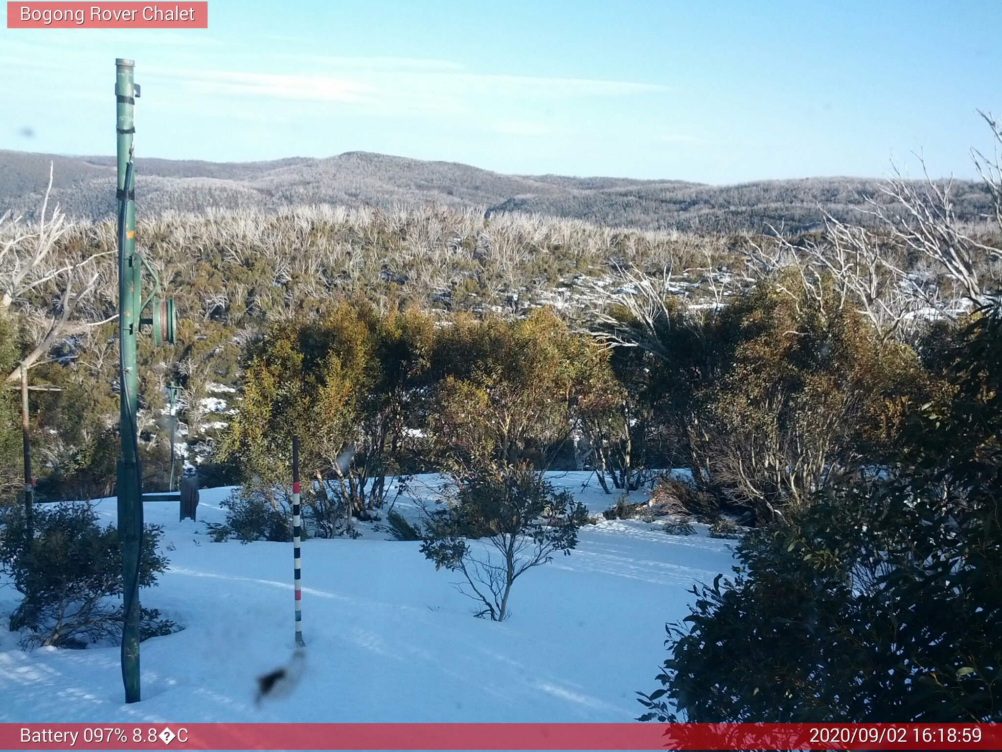 Bogong Web Cam 4:18pm Wednesday 2nd of September 2020