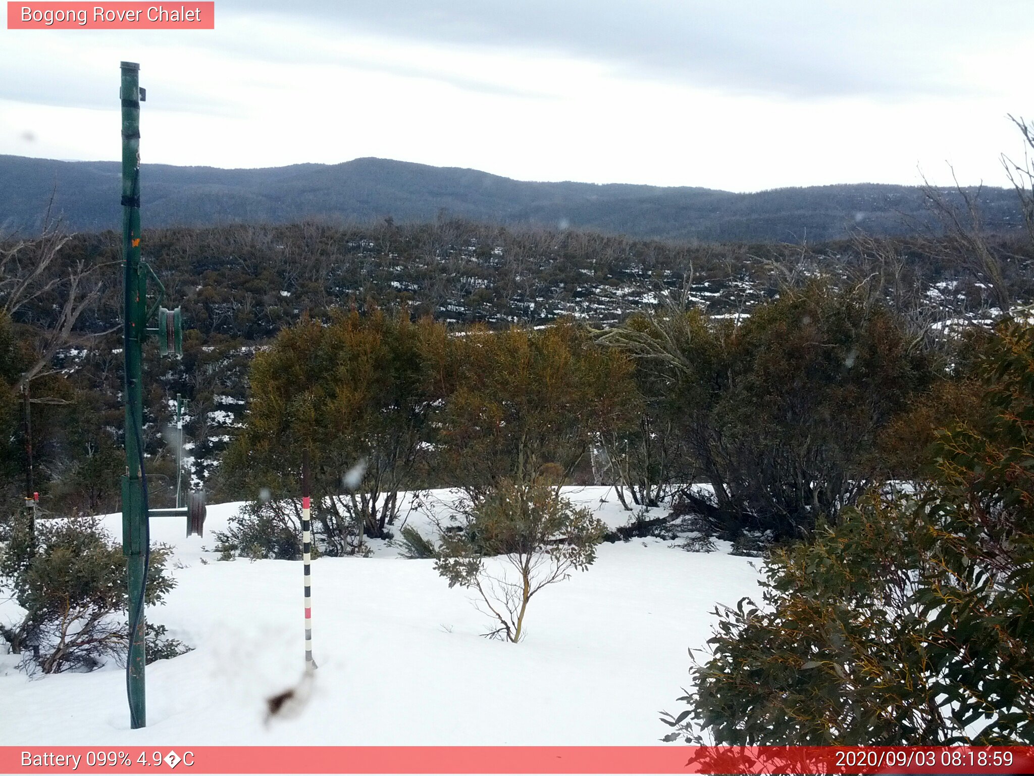 Bogong Web Cam 8:18am Thursday 3rd of September 2020