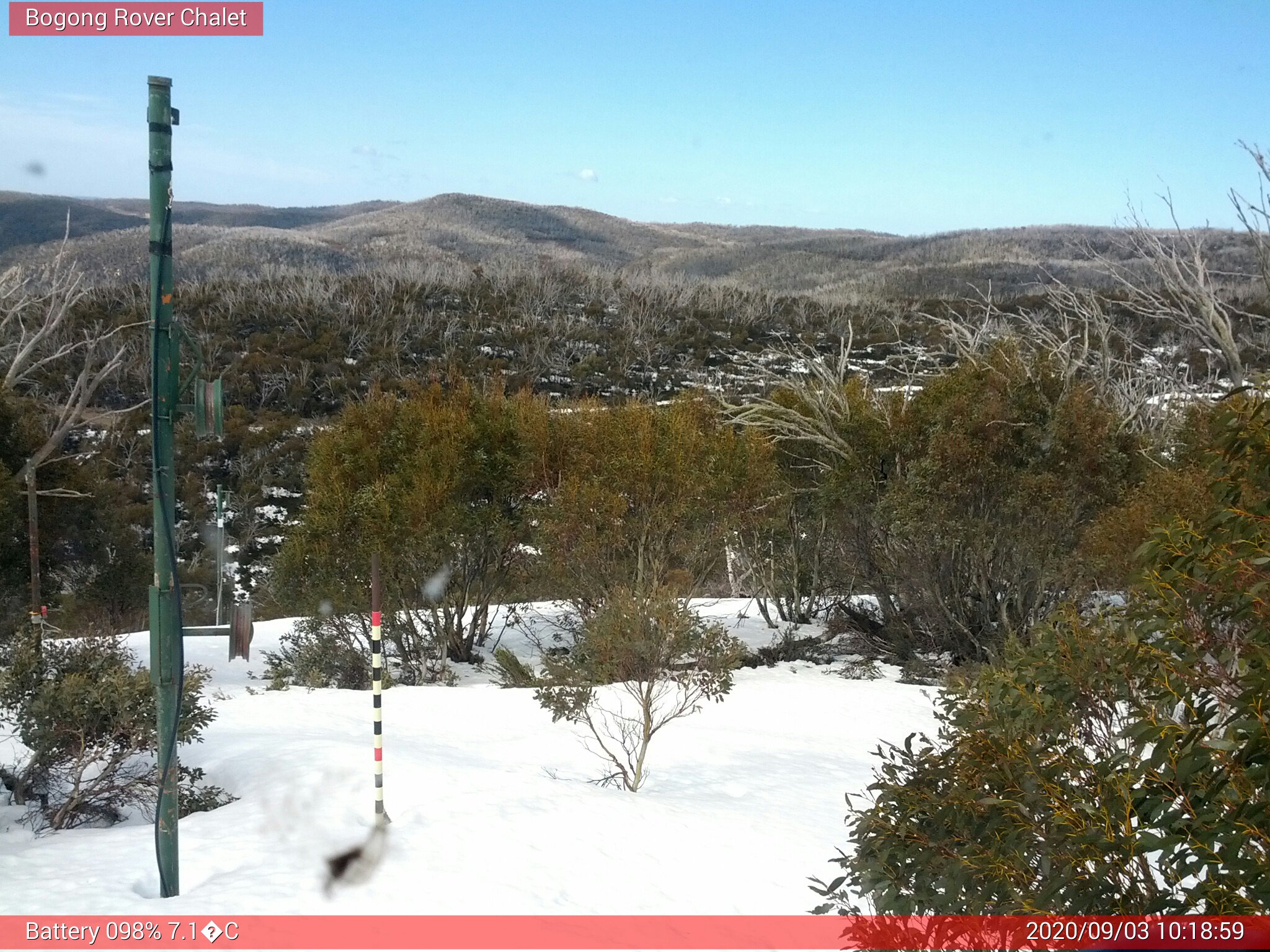 Bogong Web Cam 10:18am Thursday 3rd of September 2020