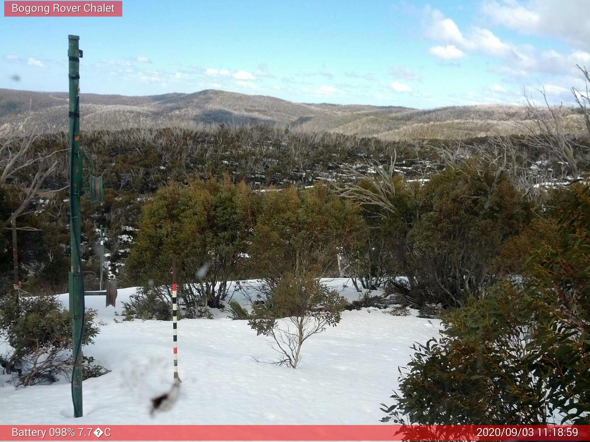 Bogong Web Cam 11:18am Thursday 3rd of September 2020