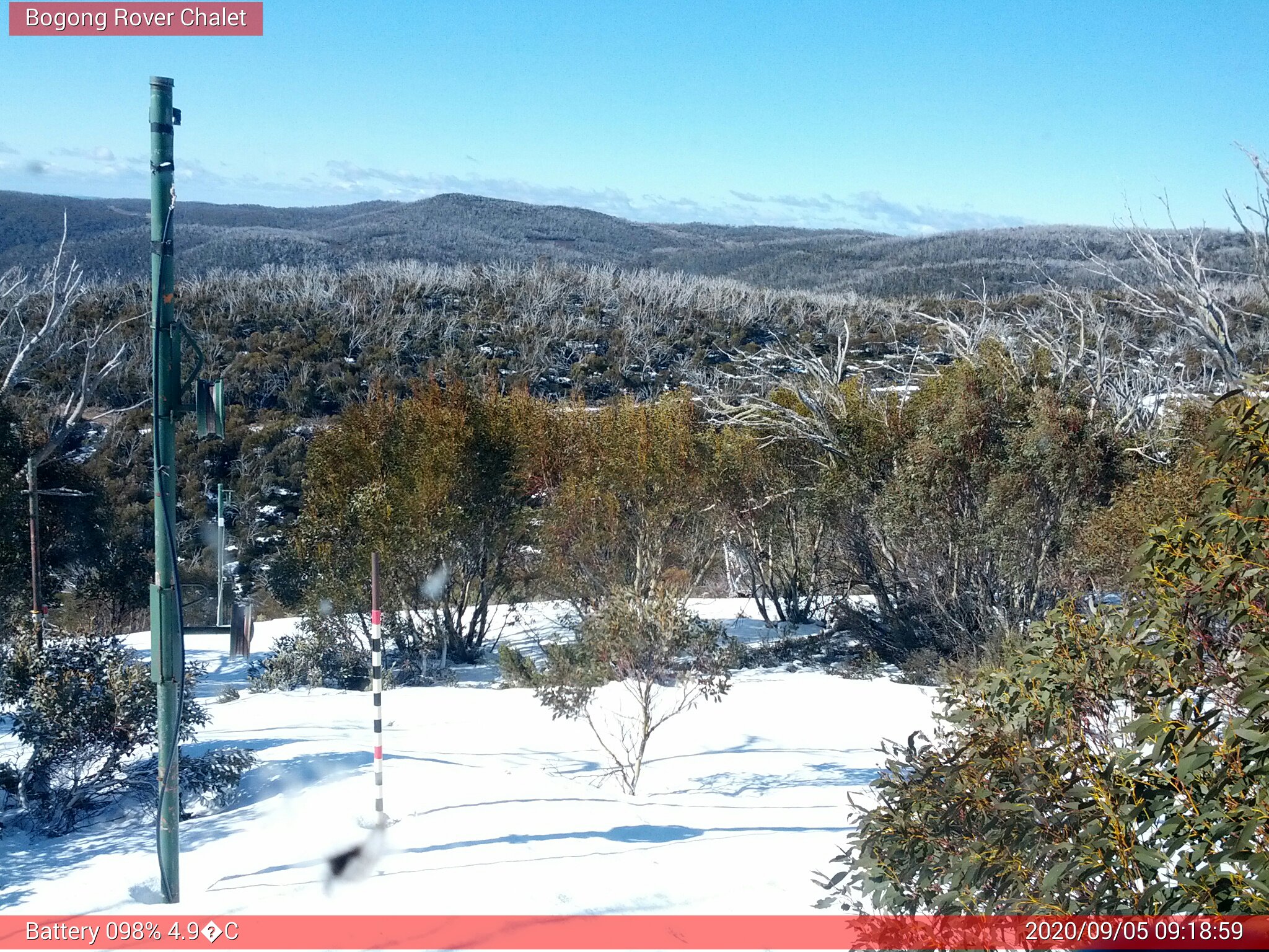 Bogong Web Cam 9:18am Saturday 5th of September 2020