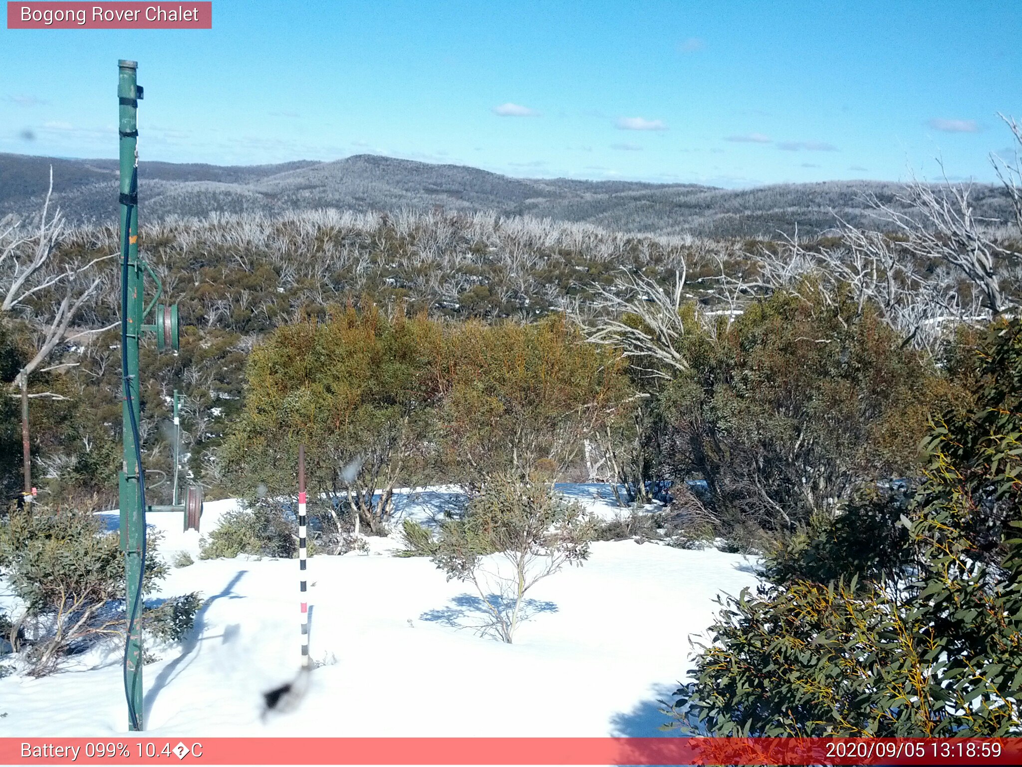 Bogong Web Cam 1:18pm Saturday 5th of September 2020