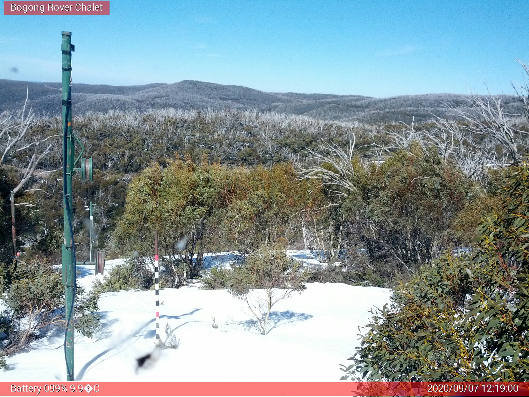 Bogong Web Cam 12:18pm Monday 7th of September 2020