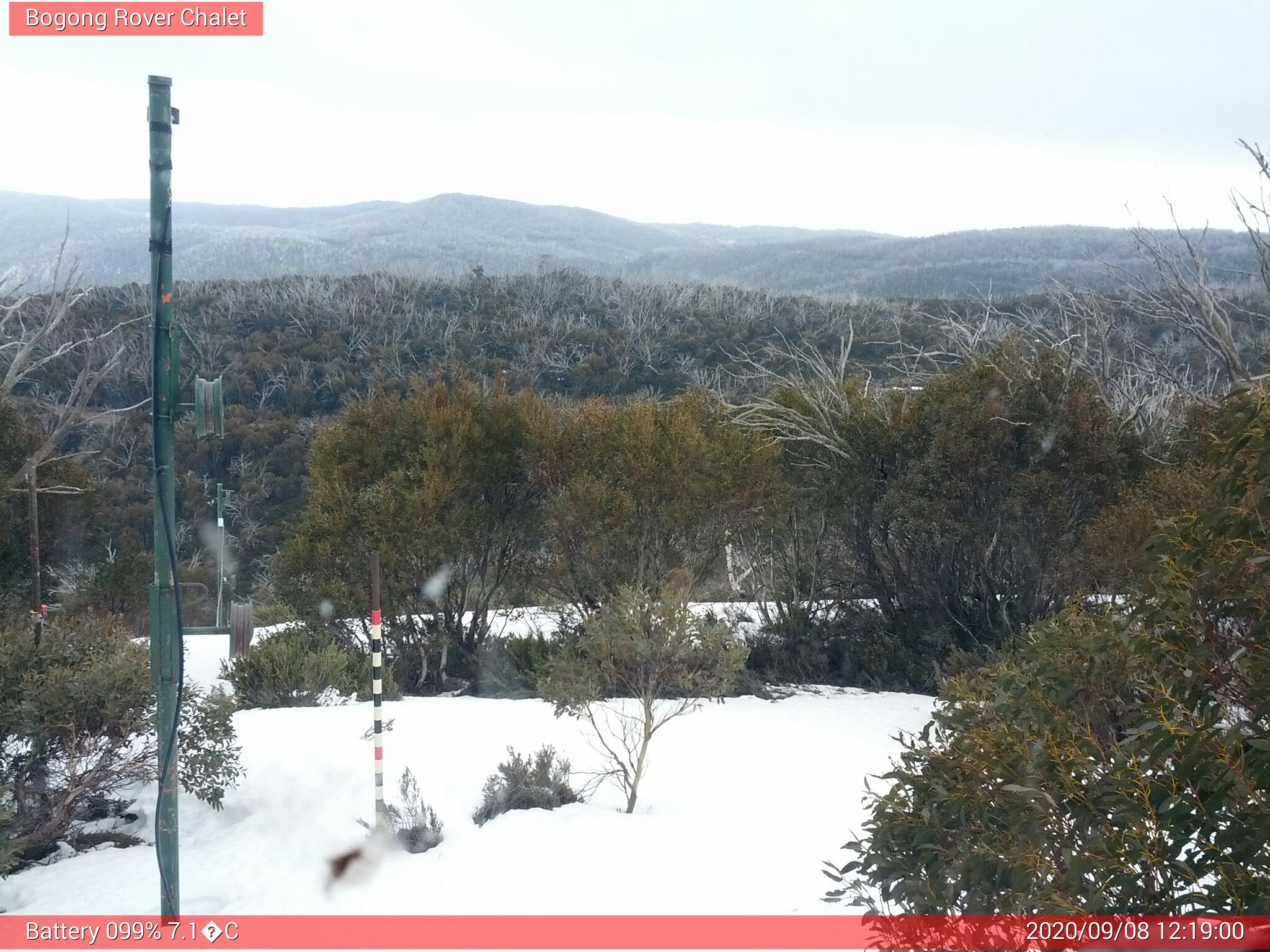 Bogong Web Cam 12:19pm Tuesday 8th of September 2020