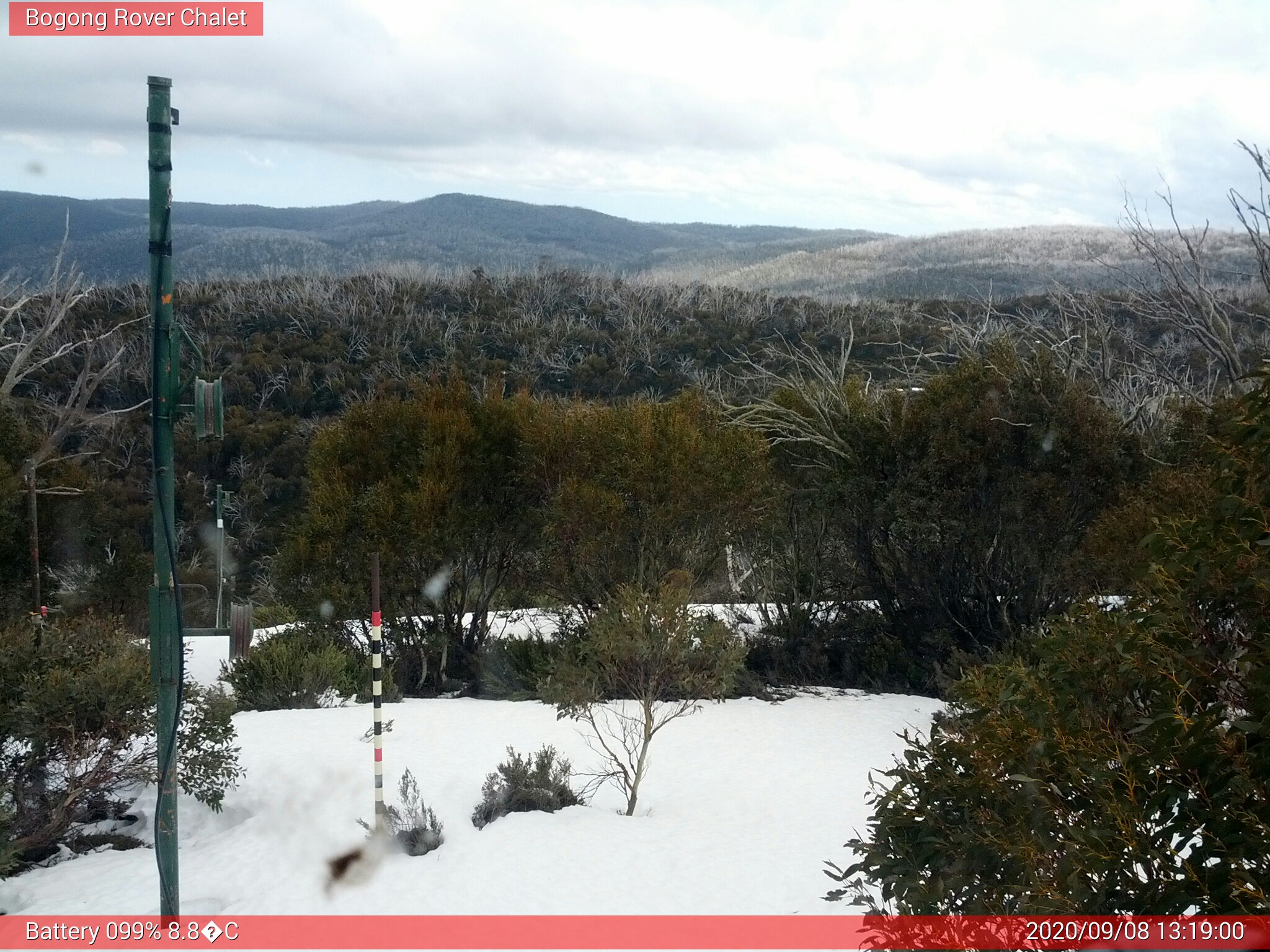 Bogong Web Cam 1:19pm Tuesday 8th of September 2020