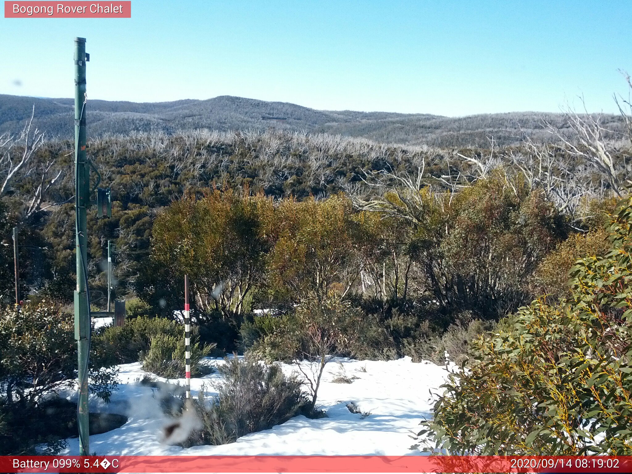 Bogong Web Cam 8:19am Monday 14th of September 2020