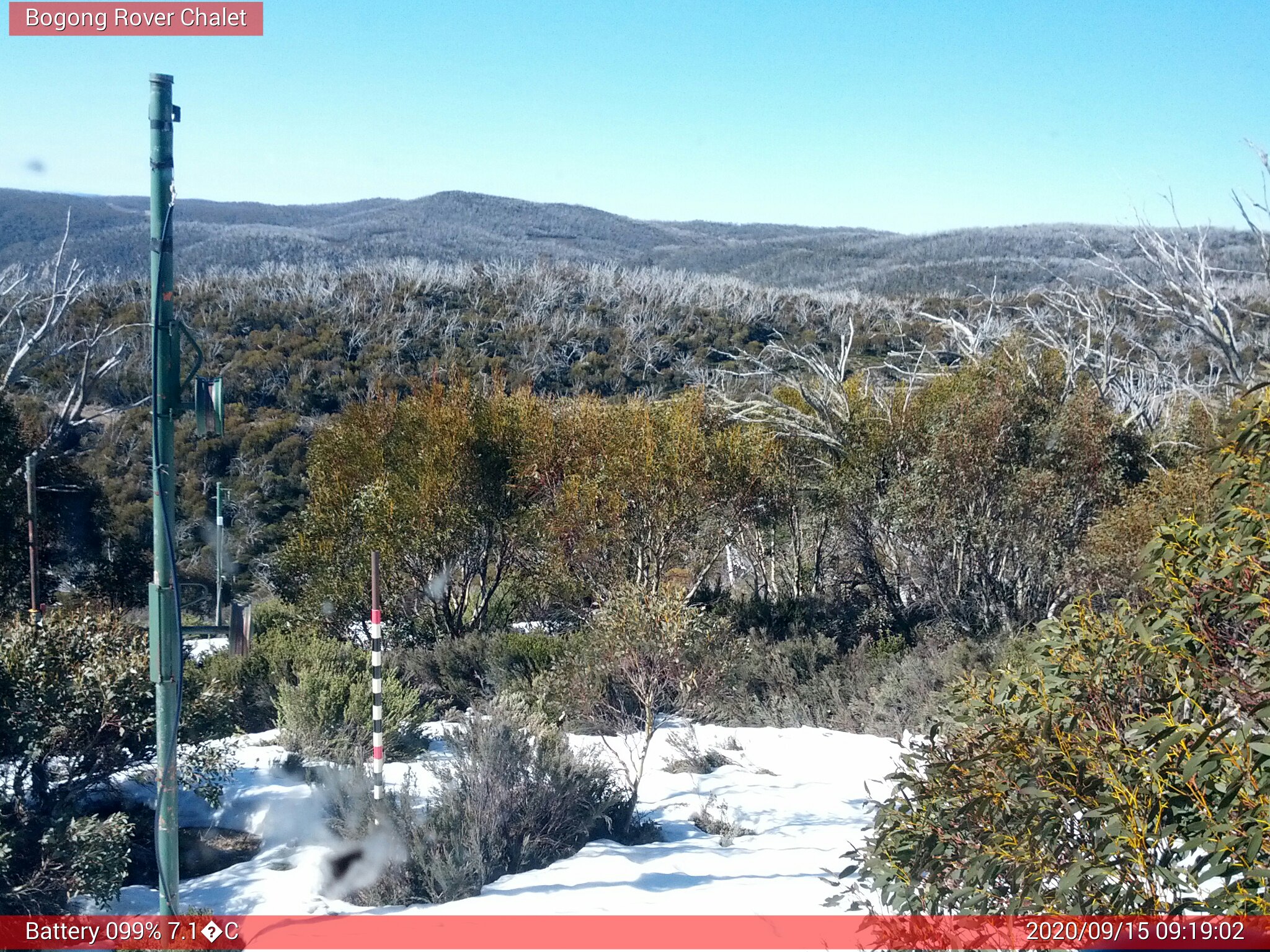 Bogong Web Cam 9:19am Tuesday 15th of September 2020