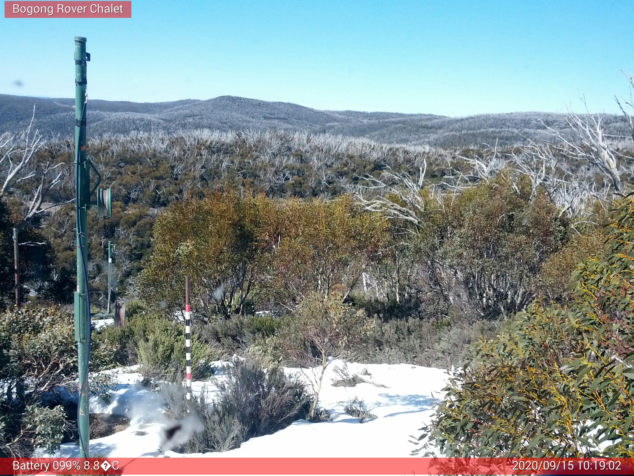 Bogong Web Cam 10:19am Tuesday 15th of September 2020