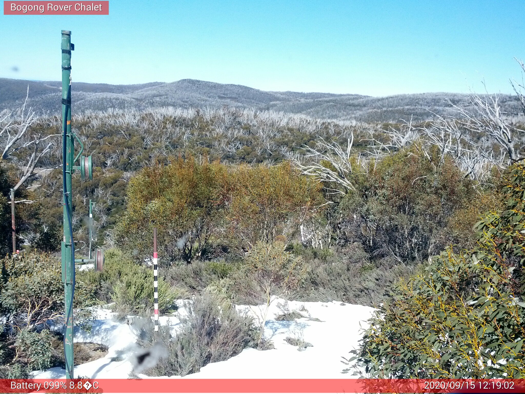 Bogong Web Cam 12:19pm Tuesday 15th of September 2020