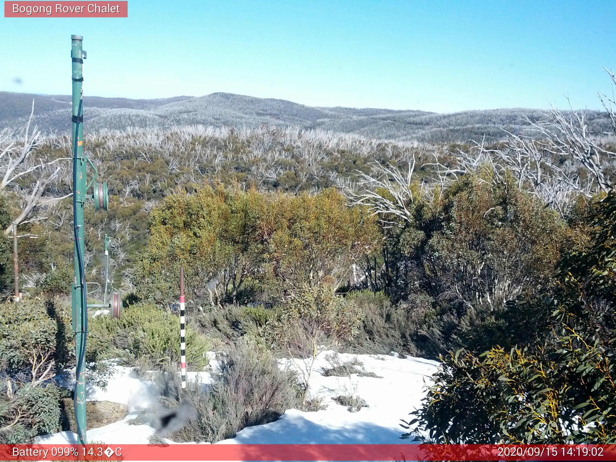 Bogong Web Cam 2:19pm Tuesday 15th of September 2020