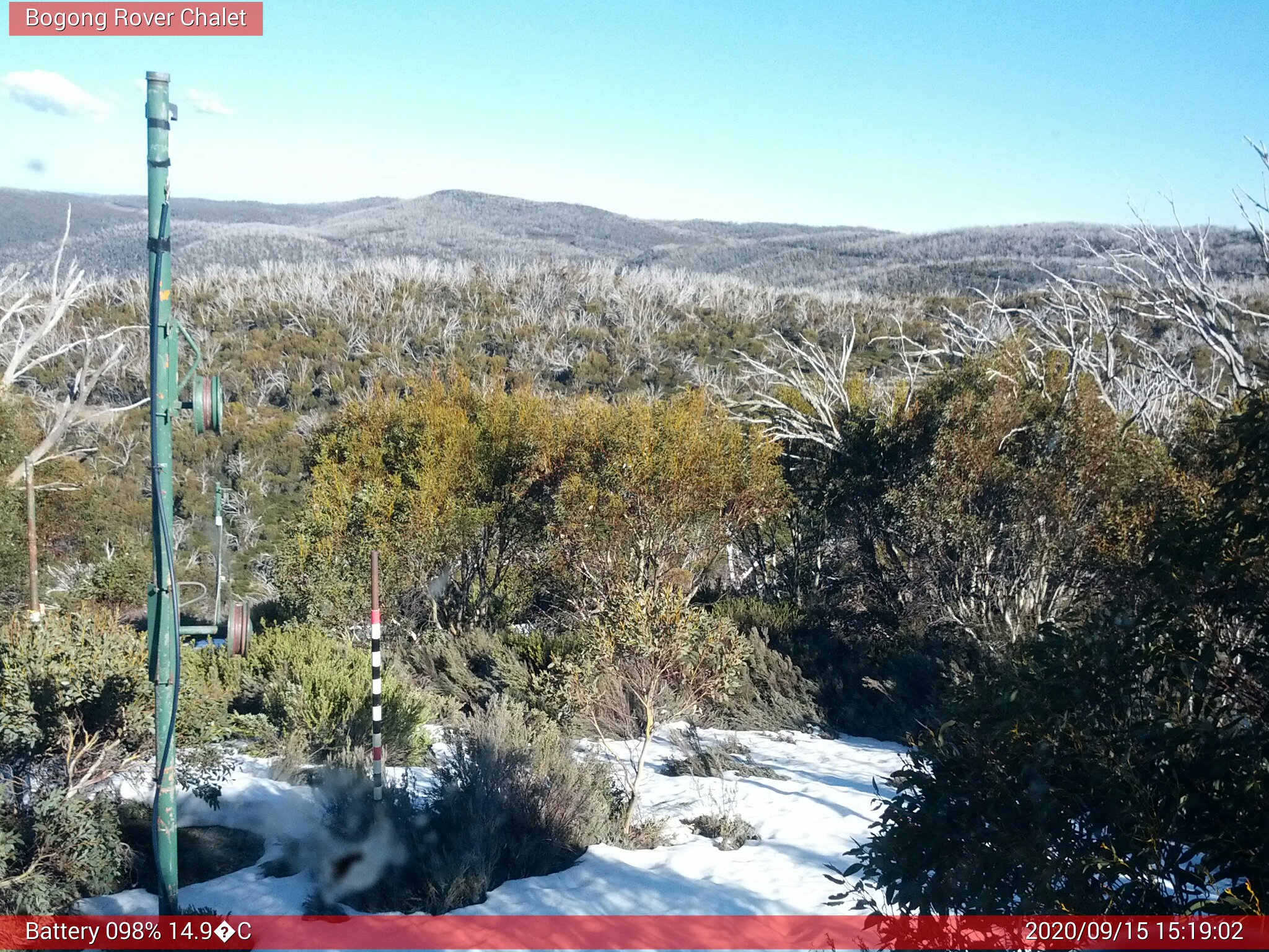 Bogong Web Cam 3:19pm Tuesday 15th of September 2020