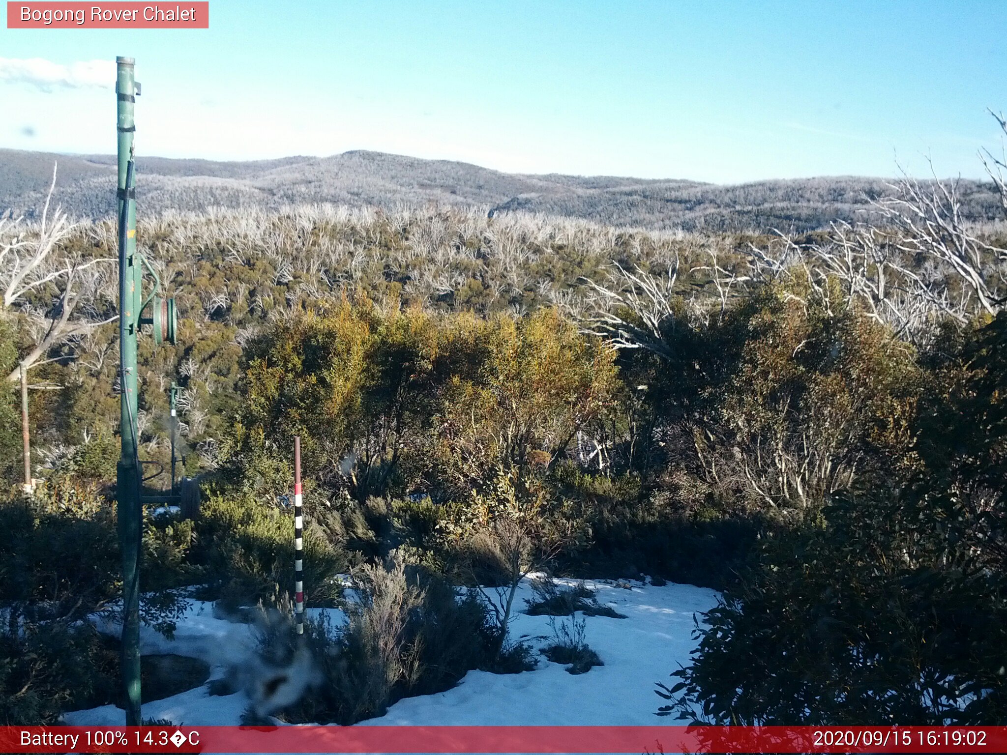 Bogong Web Cam 4:19pm Tuesday 15th of September 2020