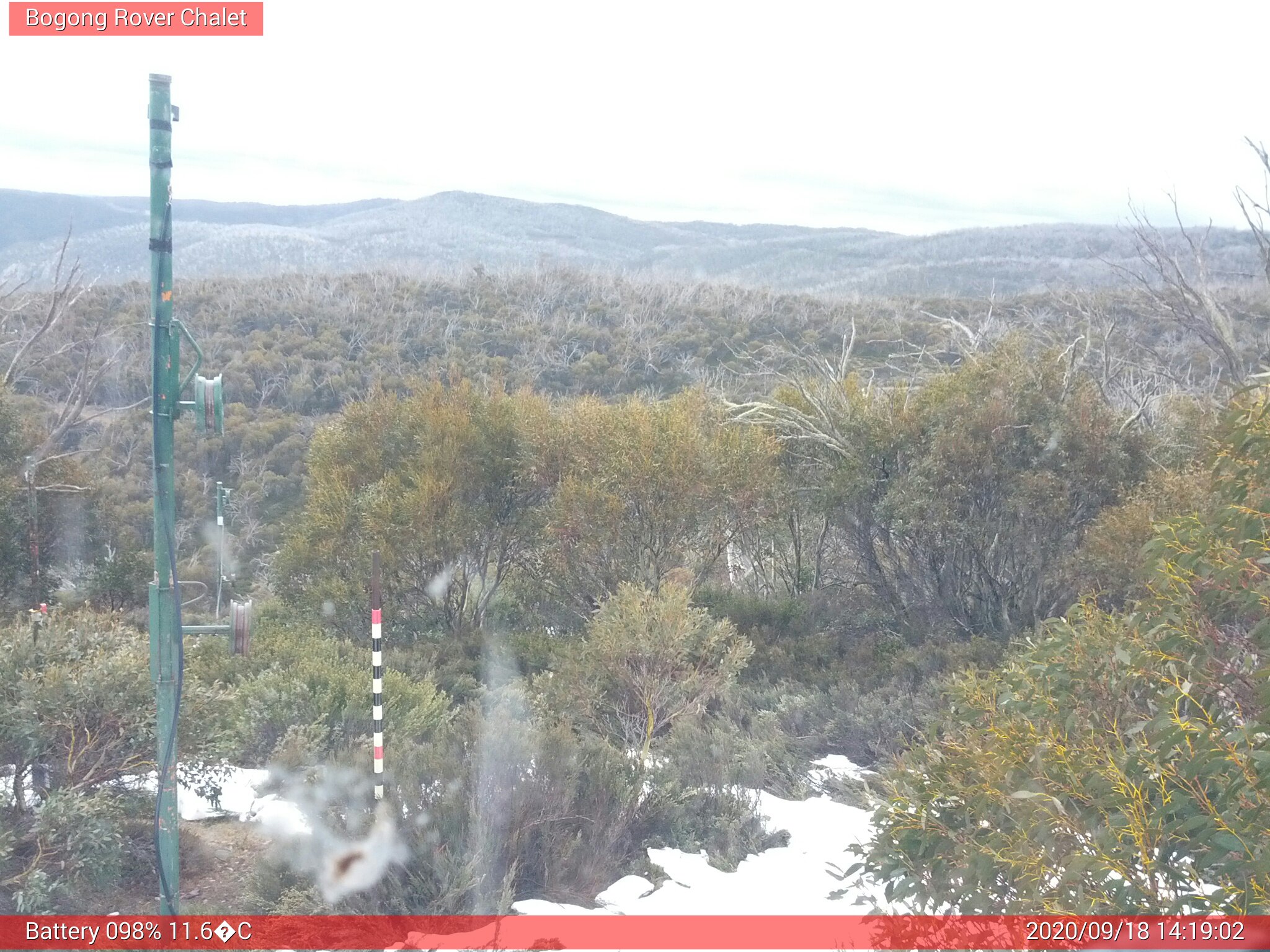 Bogong Web Cam 2:19pm Friday 18th of September 2020