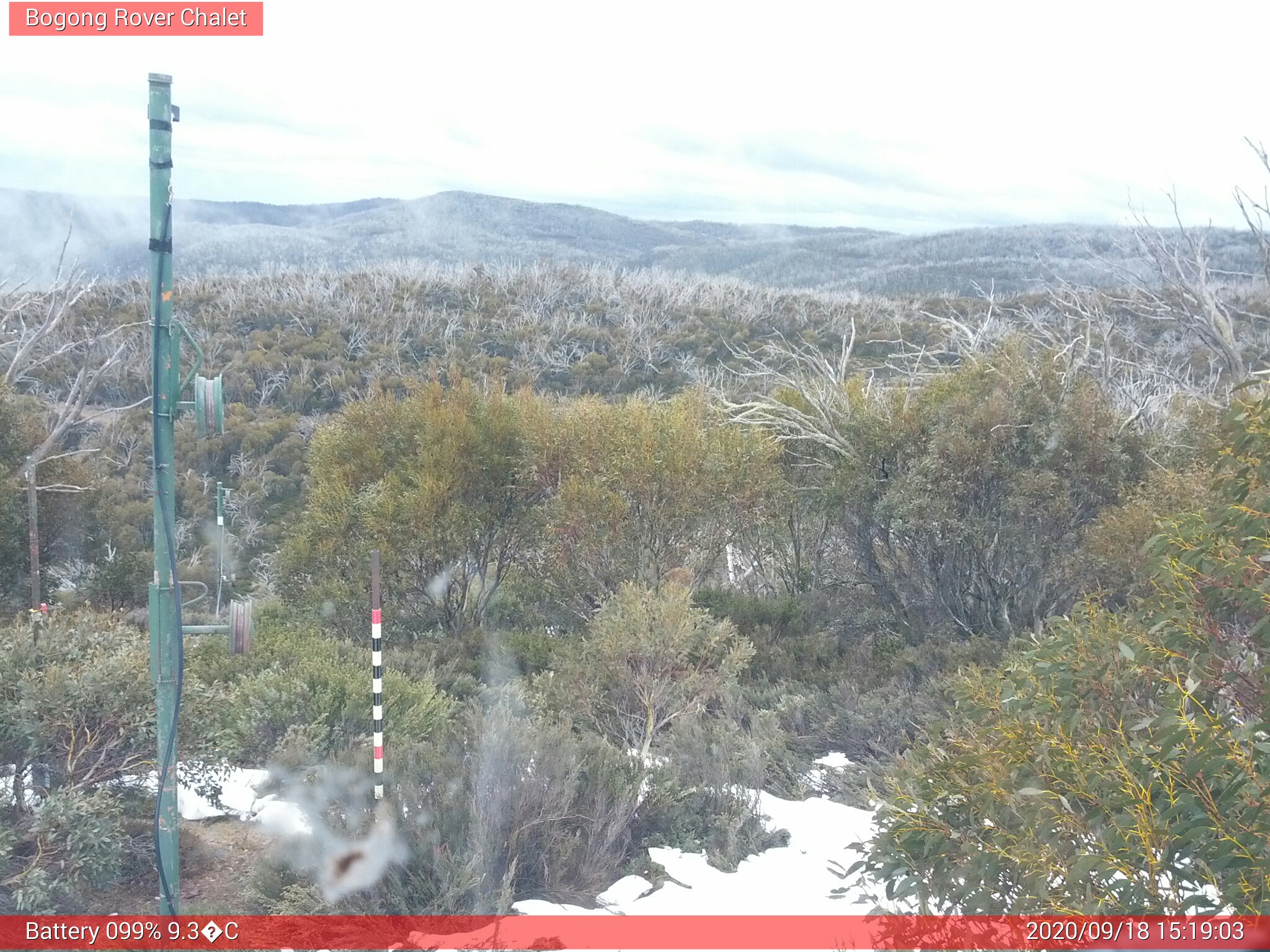 Bogong Web Cam 3:19pm Friday 18th of September 2020