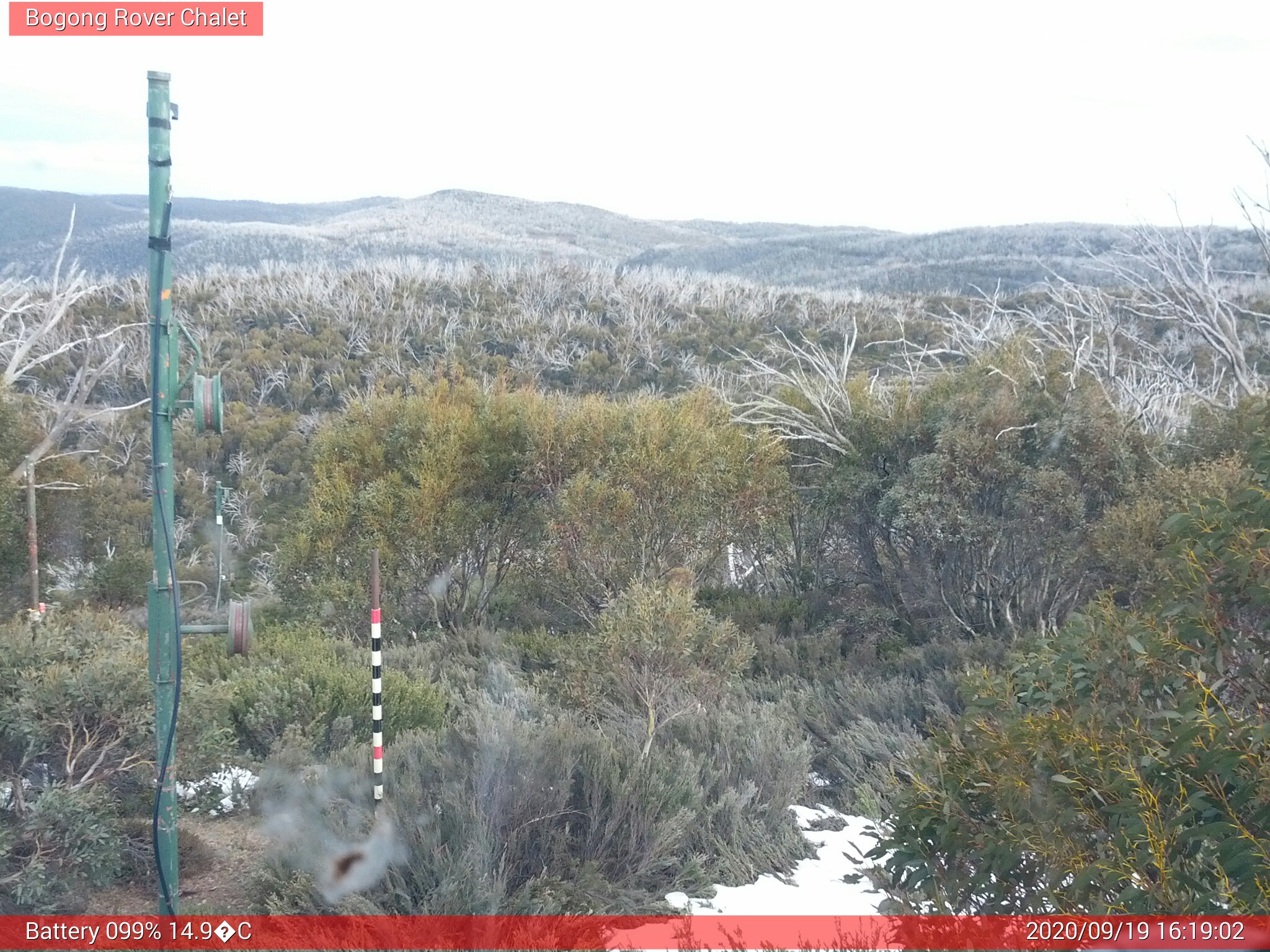 Bogong Web Cam 4:19pm Saturday 19th of September 2020