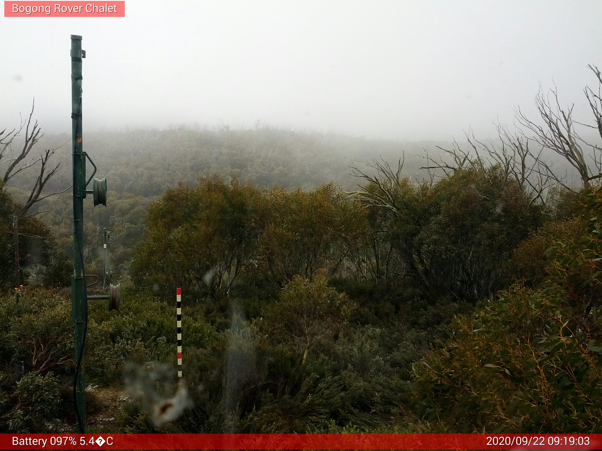 Bogong Web Cam 9:19am Tuesday 22nd of September 2020