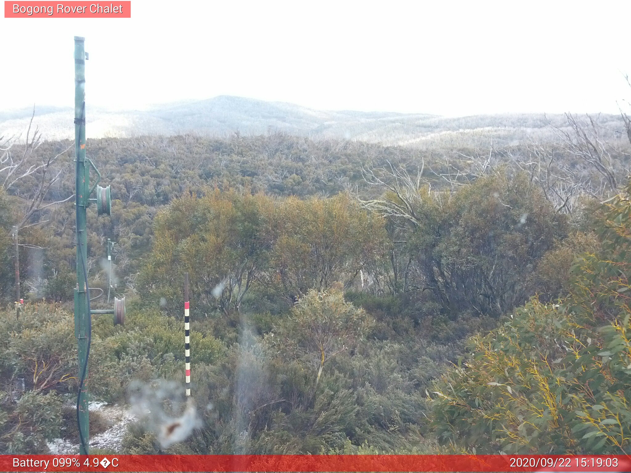 Bogong Web Cam 3:19pm Tuesday 22nd of September 2020