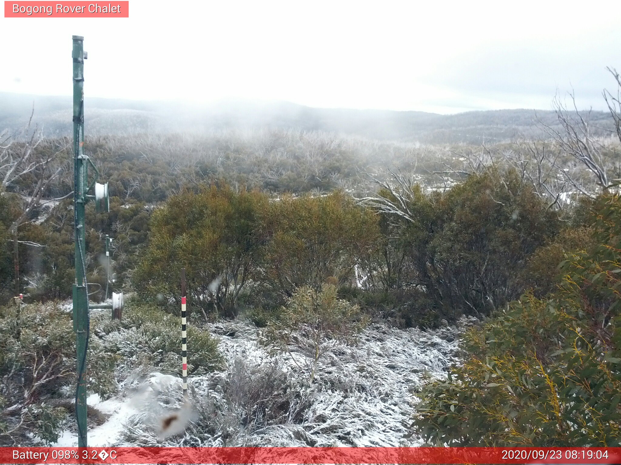 Bogong Web Cam 8:19am Wednesday 23rd of September 2020