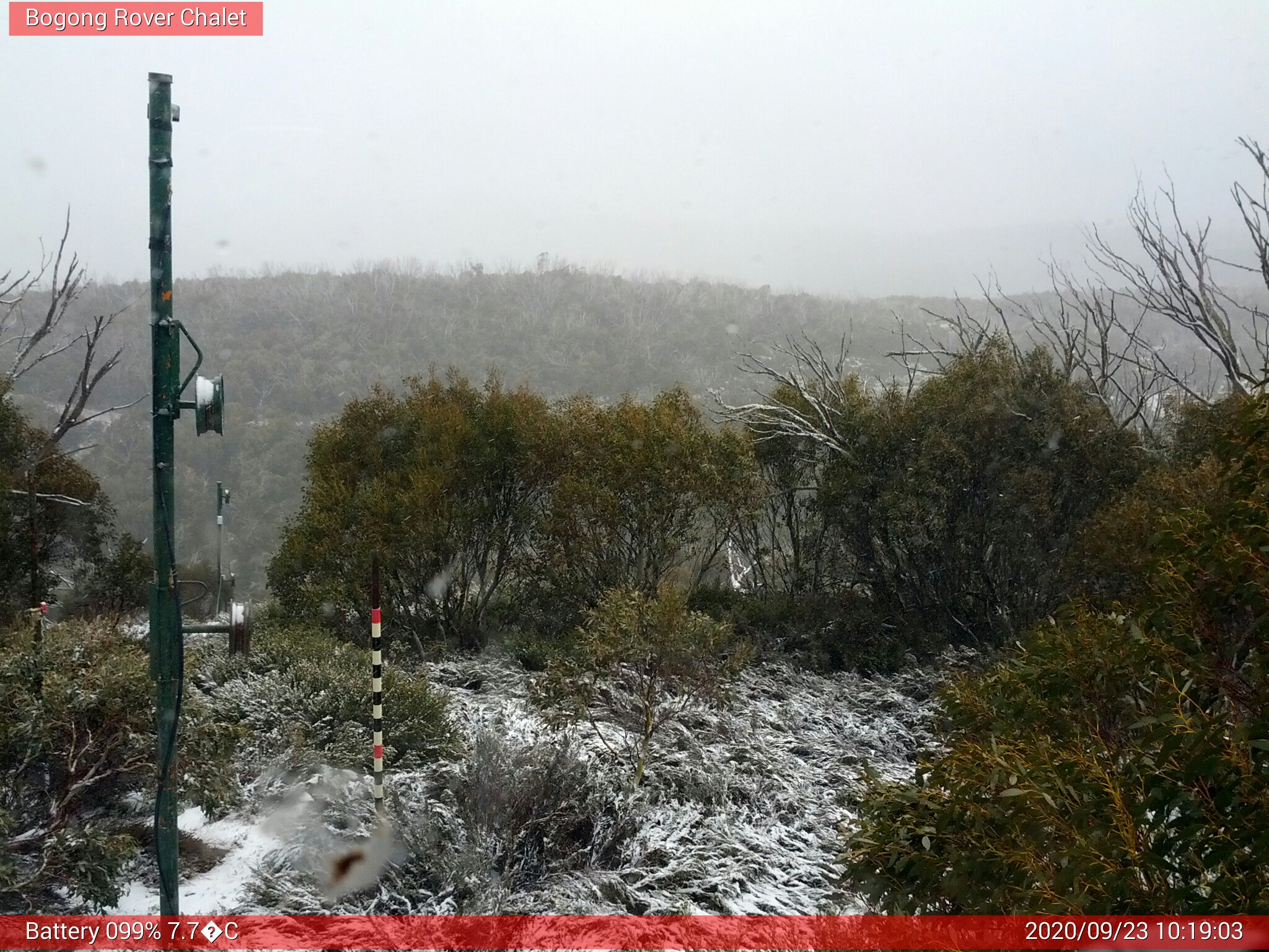 Bogong Web Cam 10:19am Wednesday 23rd of September 2020