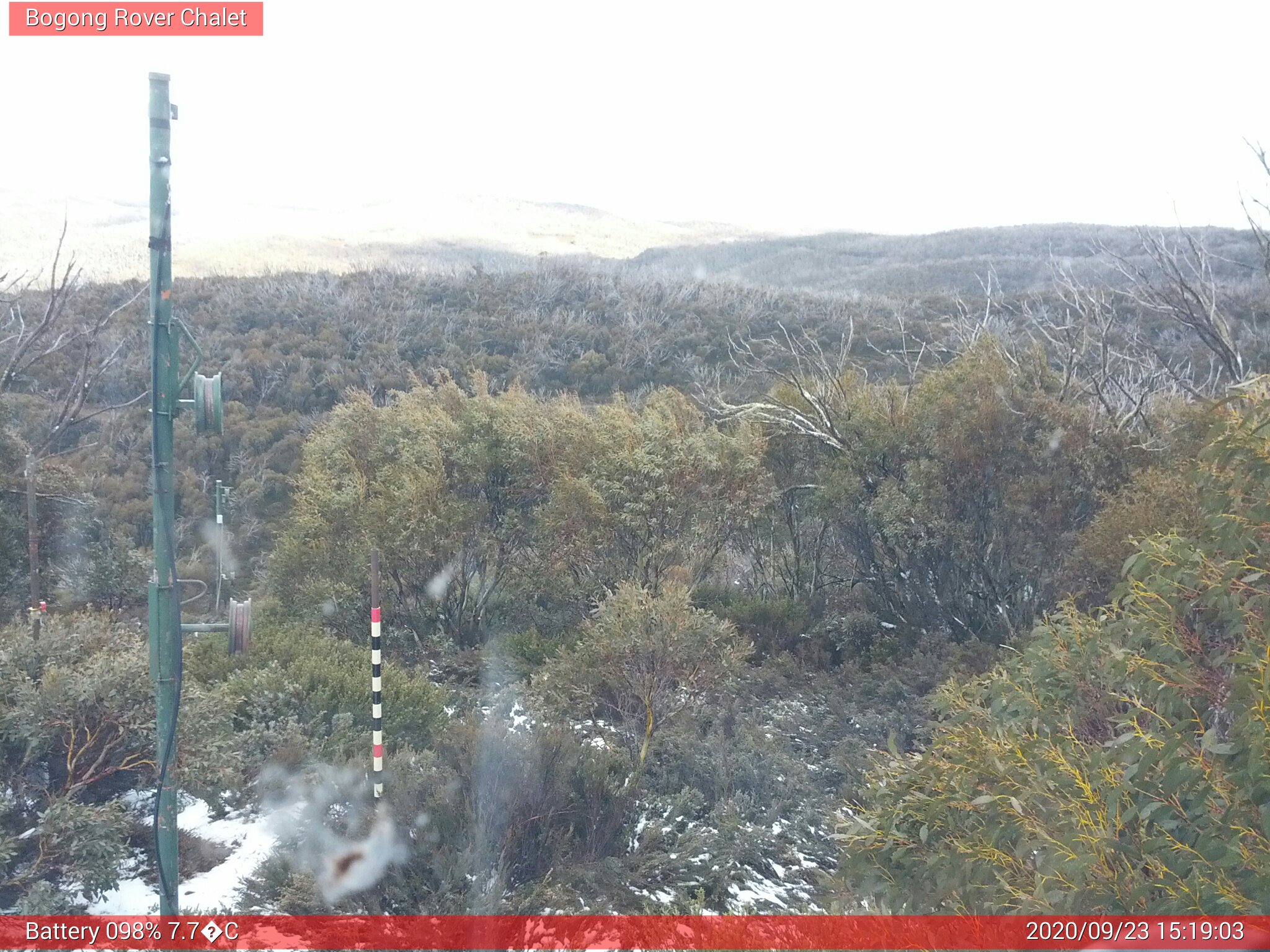 Bogong Web Cam 3:19pm Wednesday 23rd of September 2020