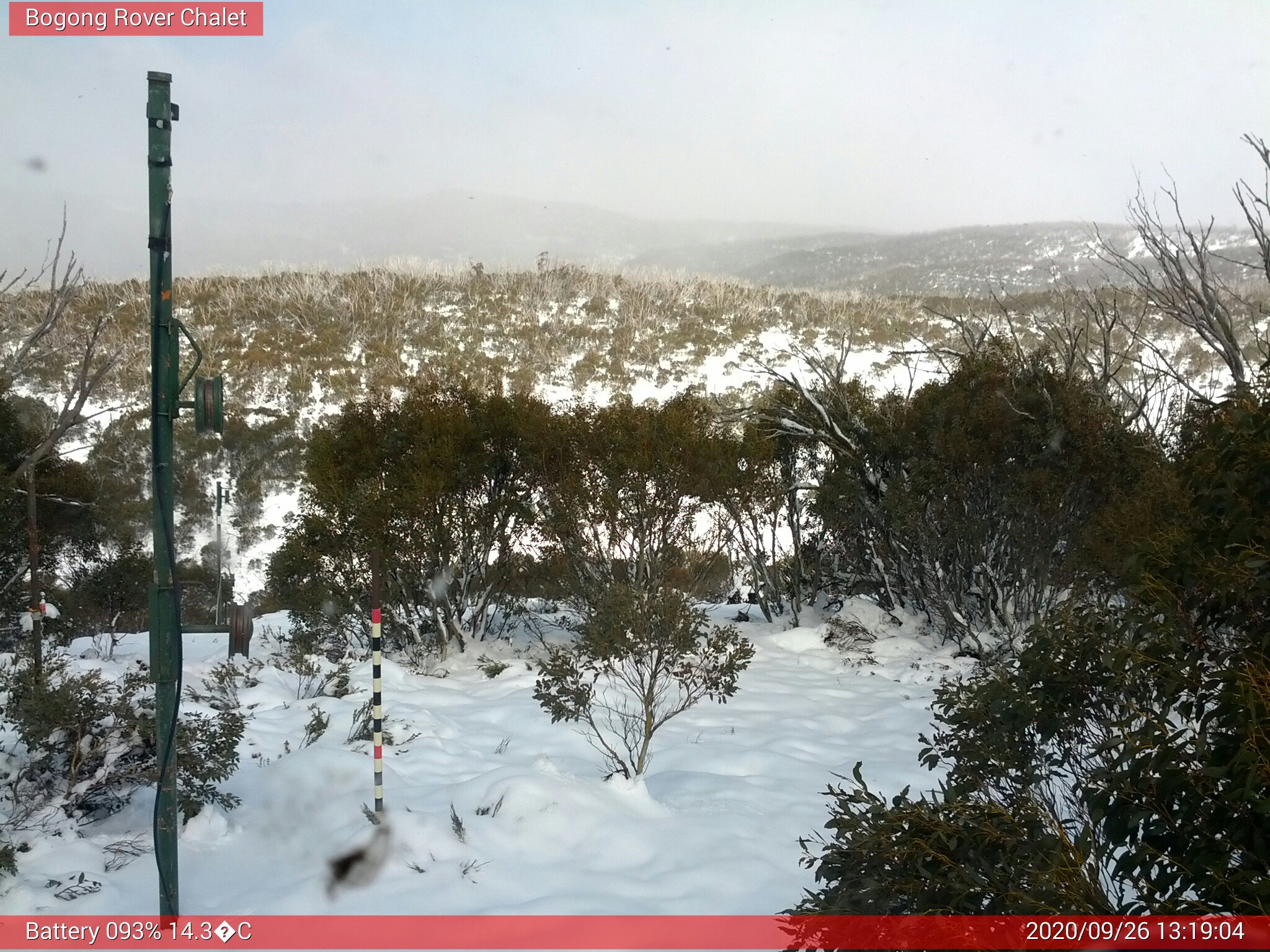 Bogong Web Cam 1:19pm Saturday 26th of September 2020