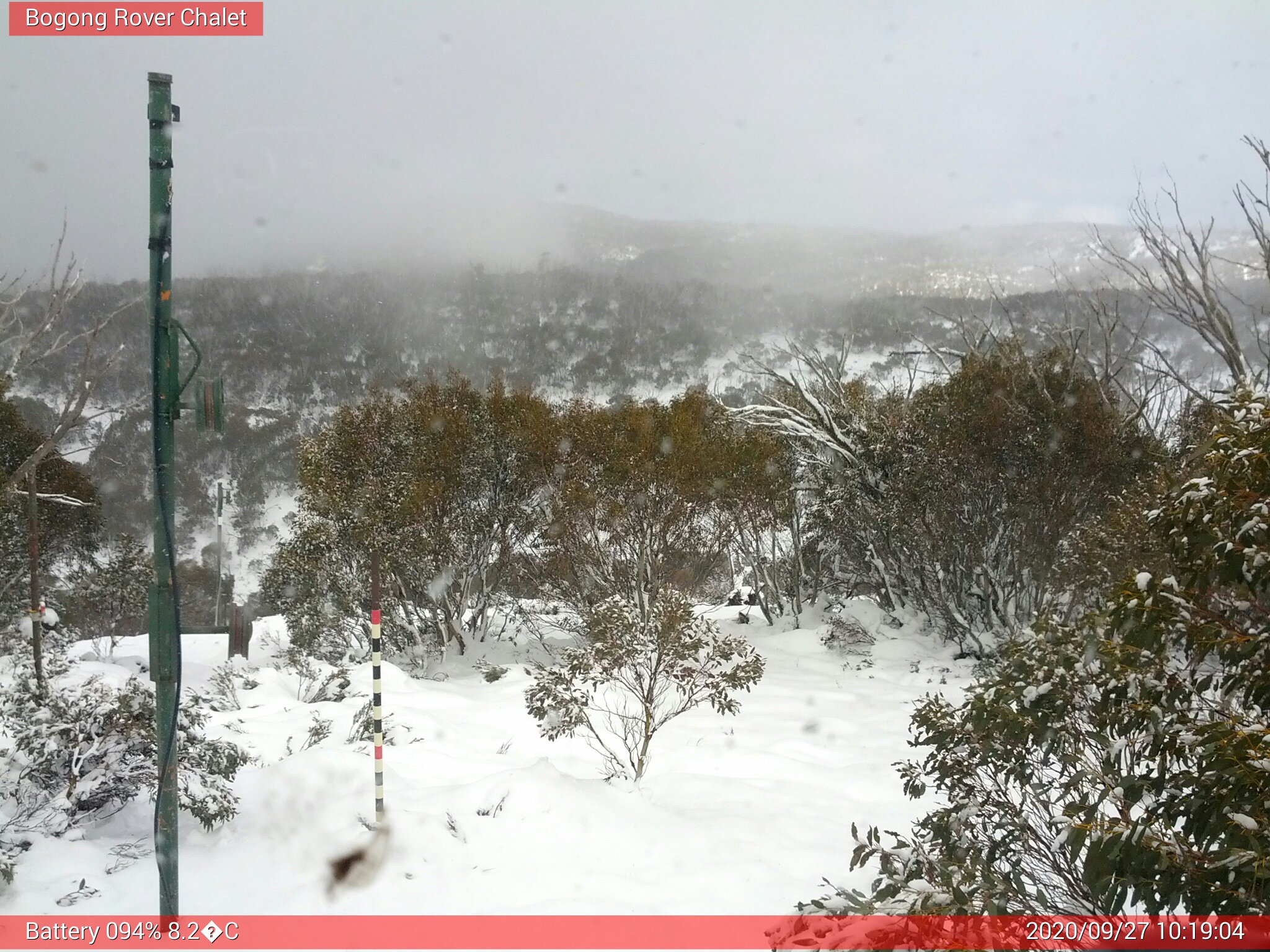 Bogong Web Cam 10:19am Sunday 27th of September 2020