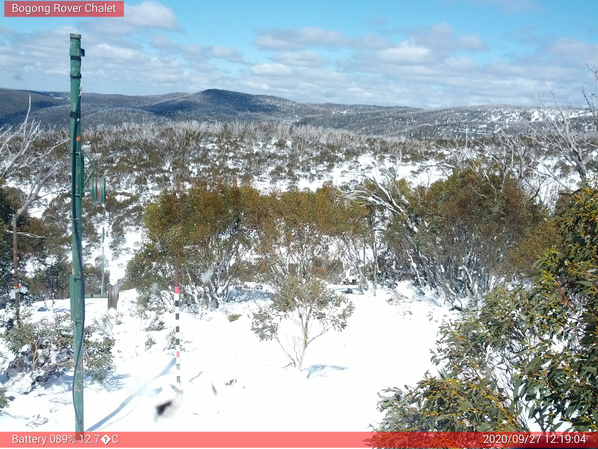 Bogong Web Cam 12:19pm Sunday 27th of September 2020