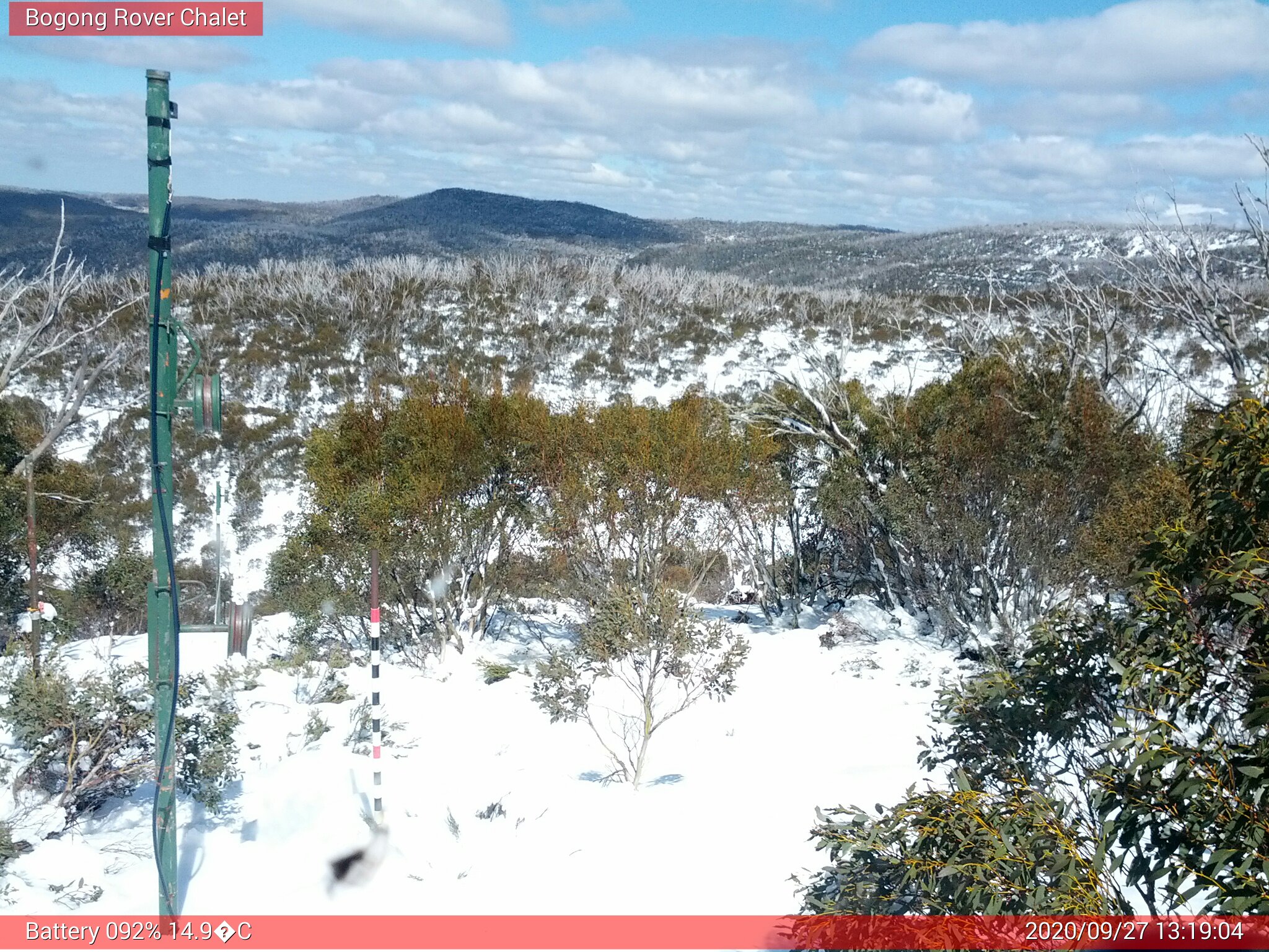 Bogong Web Cam 1:19pm Sunday 27th of September 2020