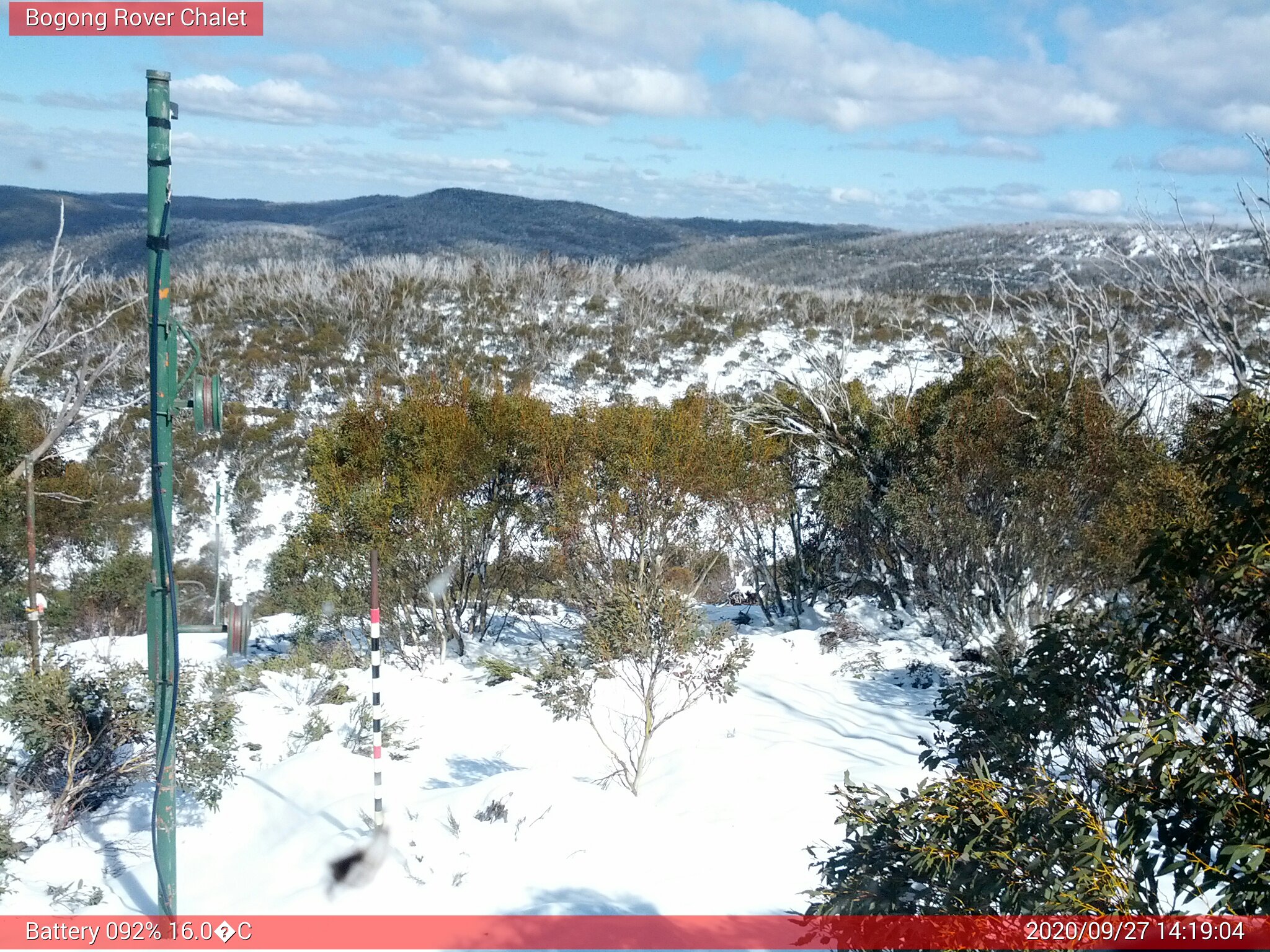 Bogong Web Cam 2:19pm Sunday 27th of September 2020