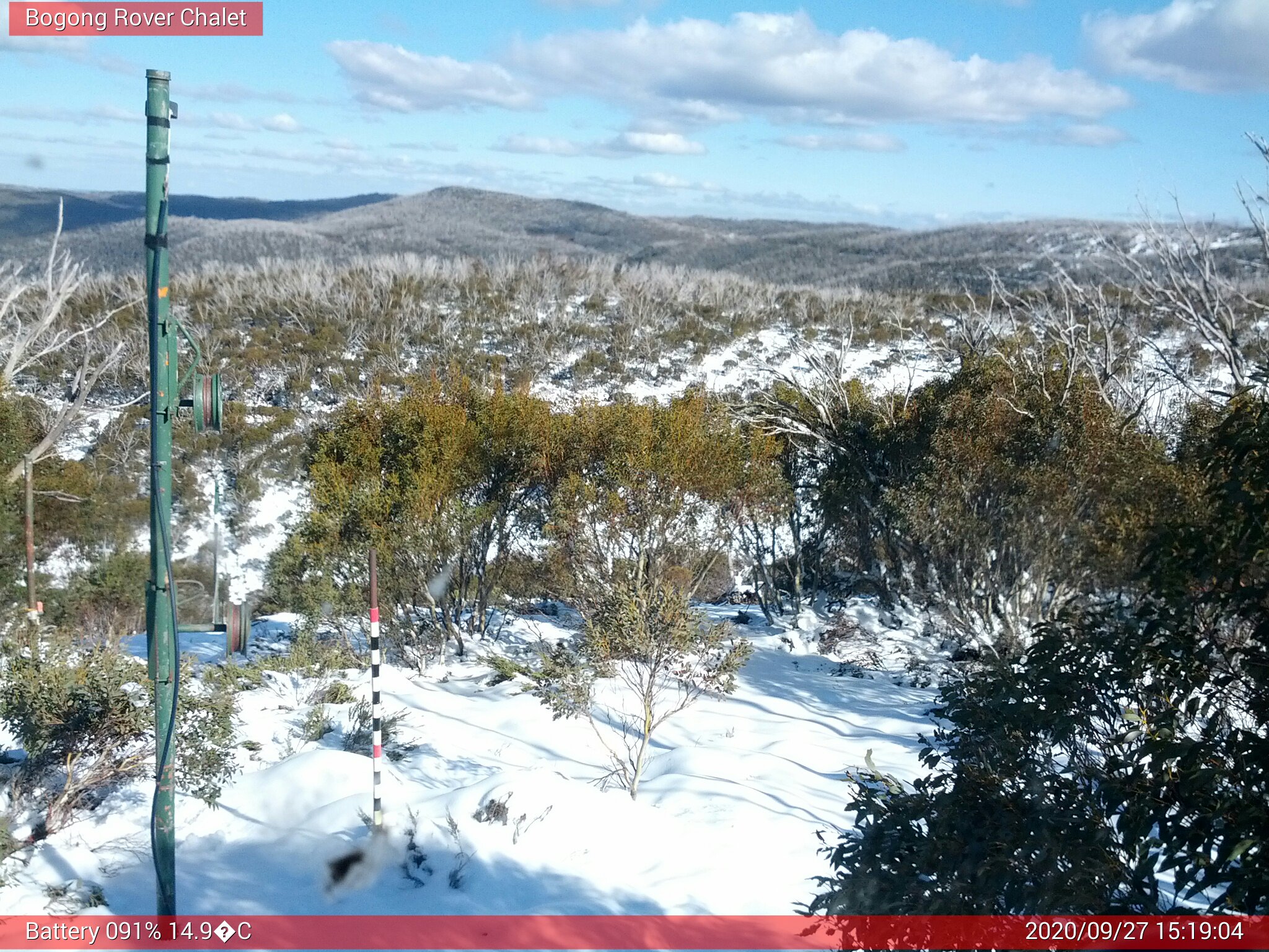 Bogong Web Cam 3:19pm Sunday 27th of September 2020