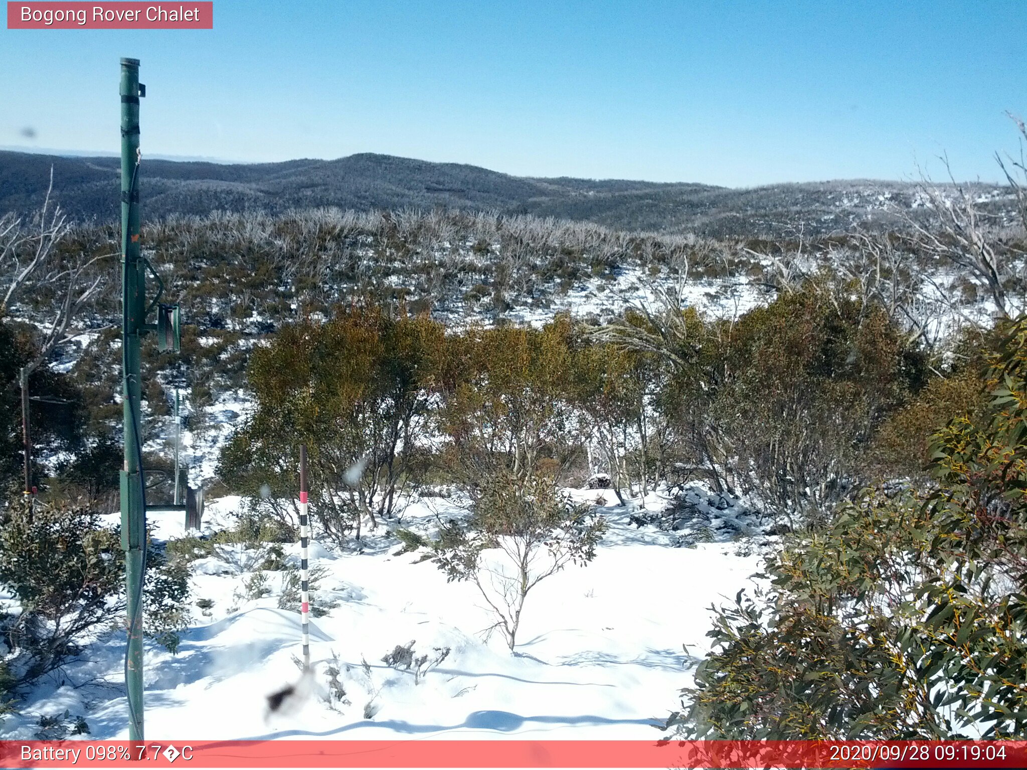 Bogong Web Cam 9:19am Monday 28th of September 2020