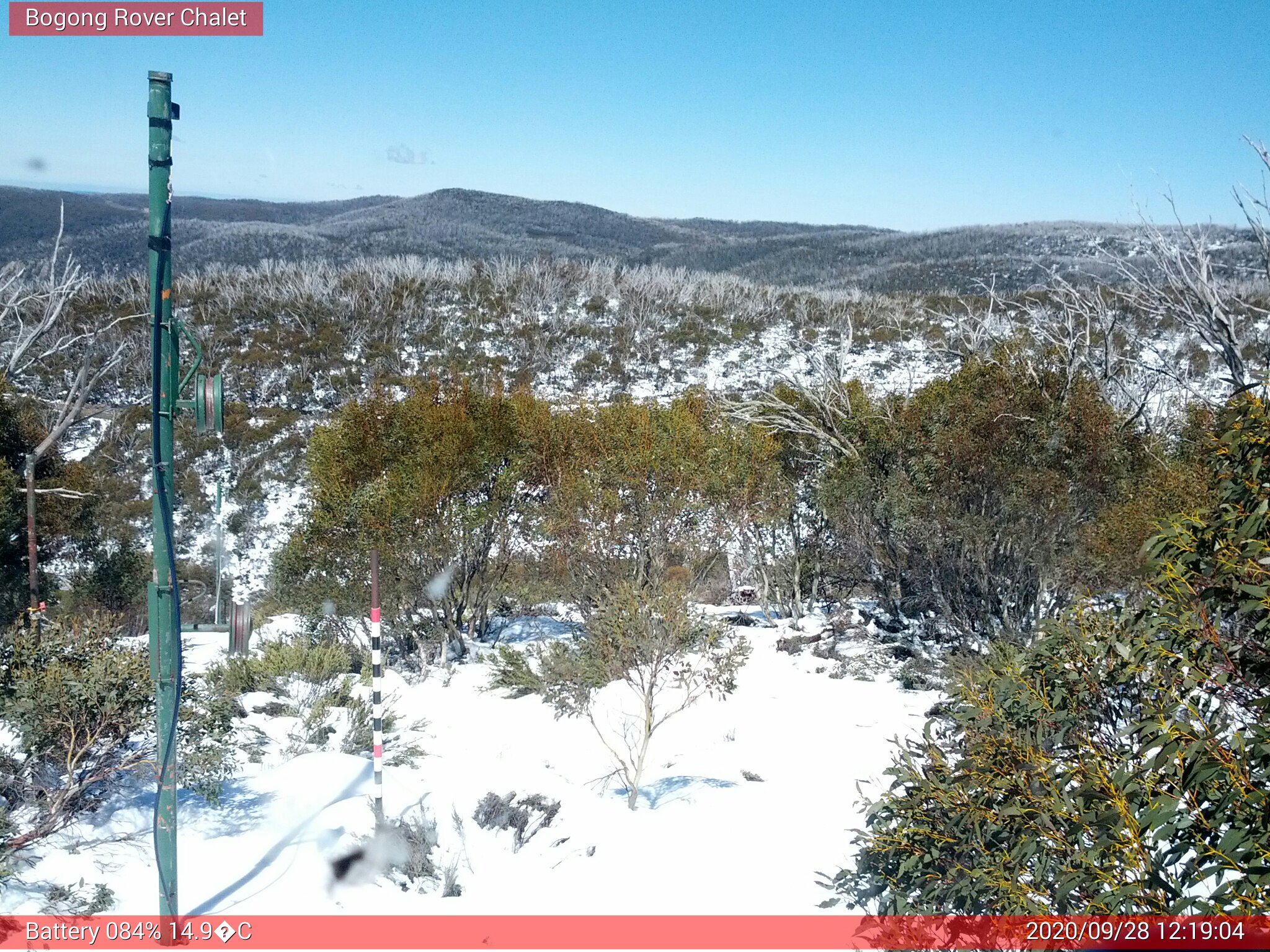 Bogong Web Cam 12:19pm Monday 28th of September 2020