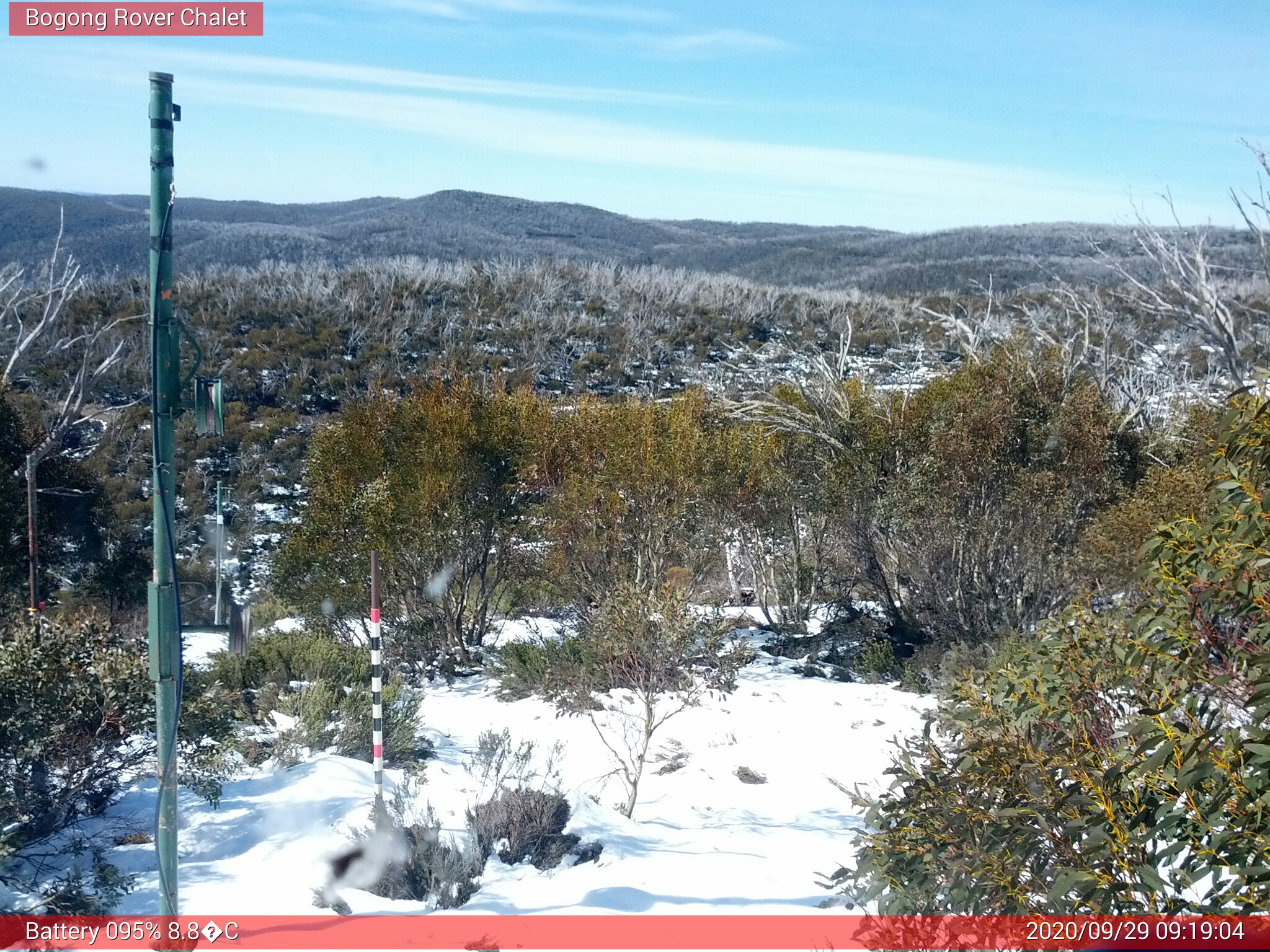 Bogong Web Cam 9:19am Tuesday 29th of September 2020