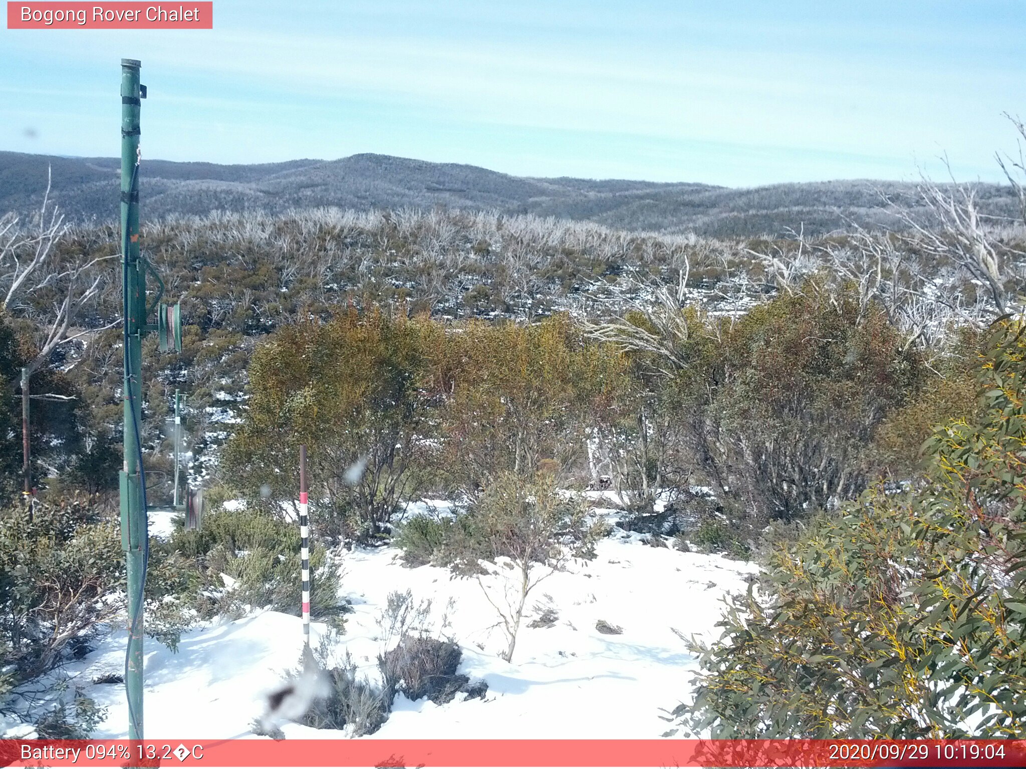 Bogong Web Cam 10:19am Tuesday 29th of September 2020