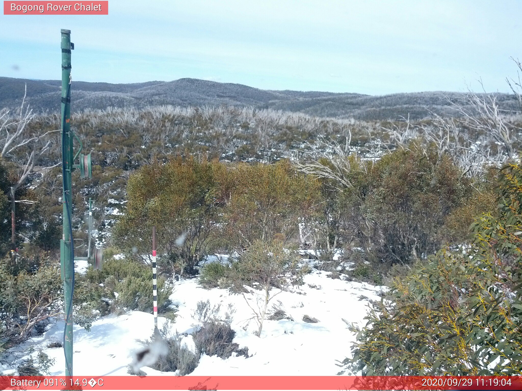 Bogong Web Cam 11:19am Tuesday 29th of September 2020