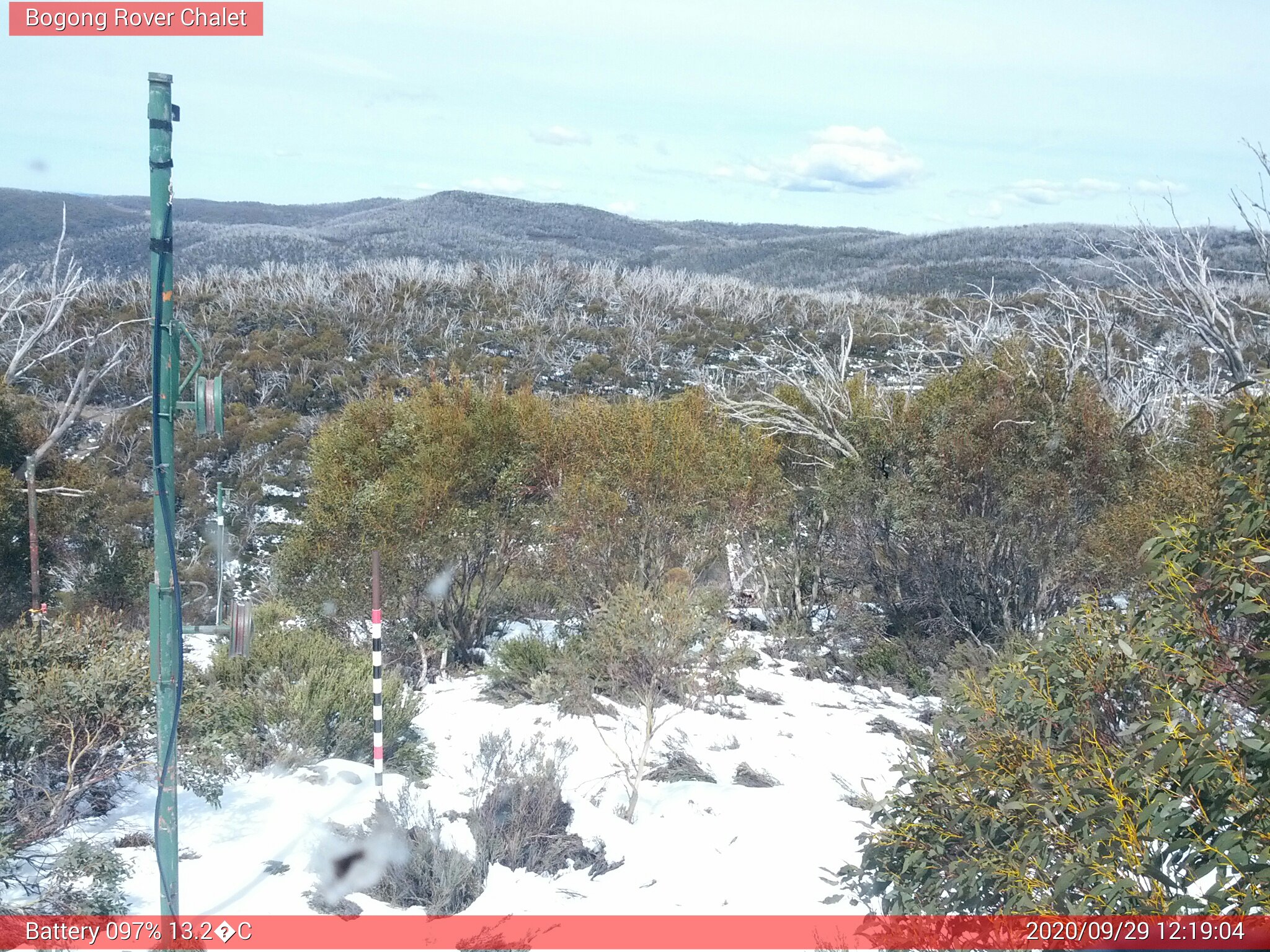 Bogong Web Cam 12:19pm Tuesday 29th of September 2020