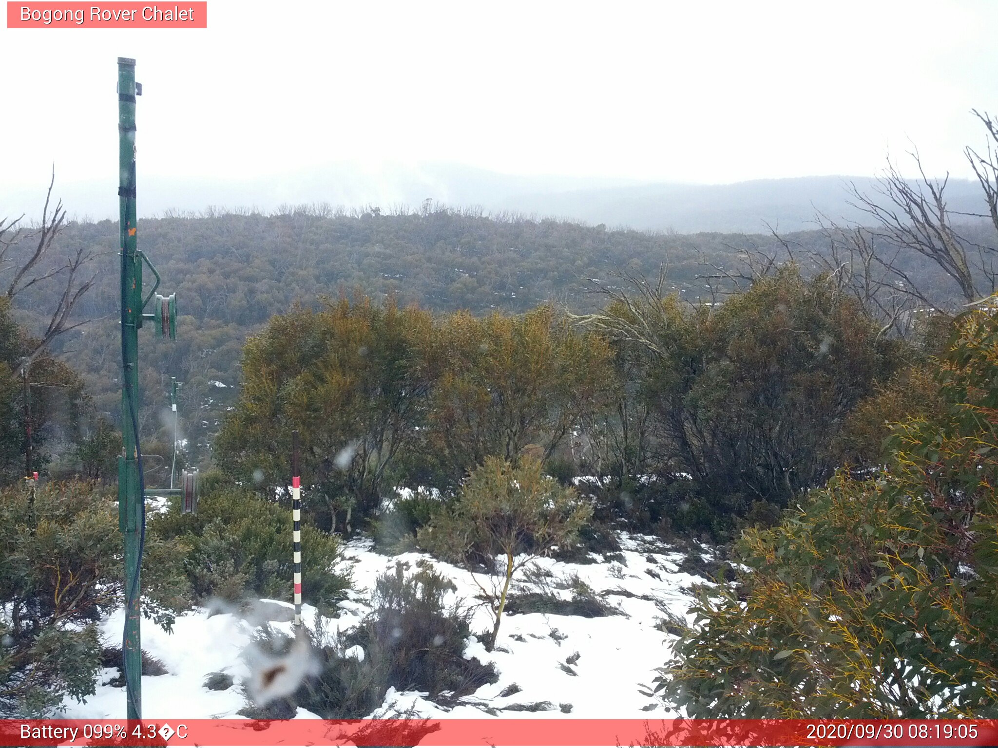 Bogong Web Cam 8:19am Wednesday 30th of September 2020