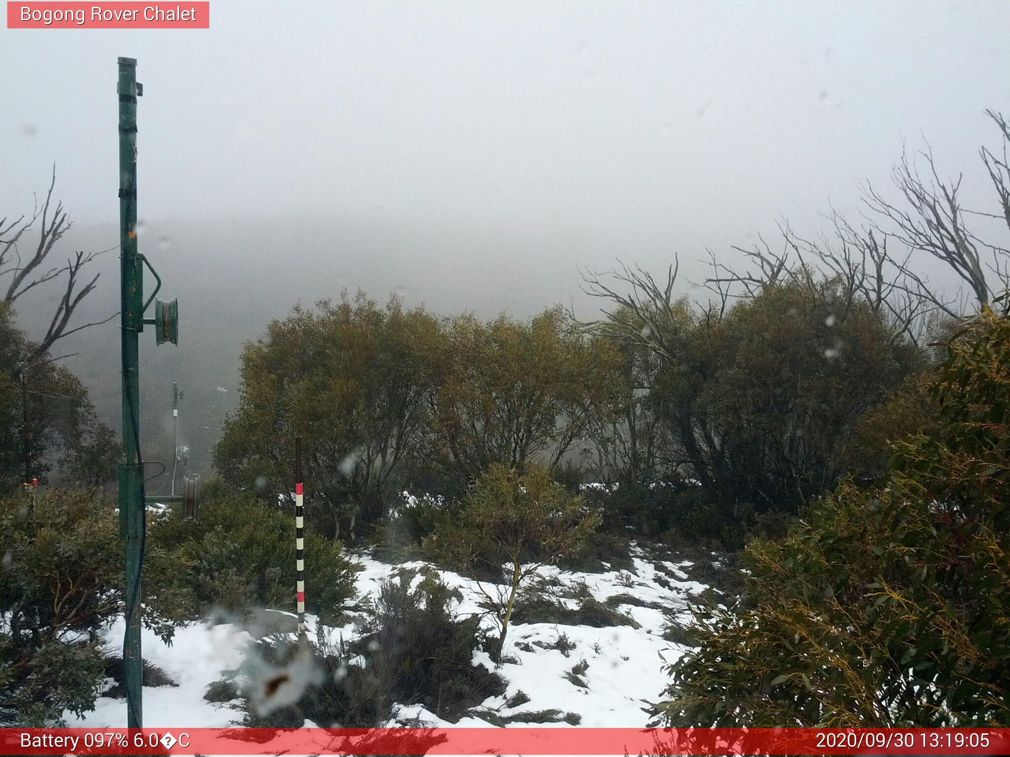 Bogong Web Cam 1:19pm Wednesday 30th of September 2020