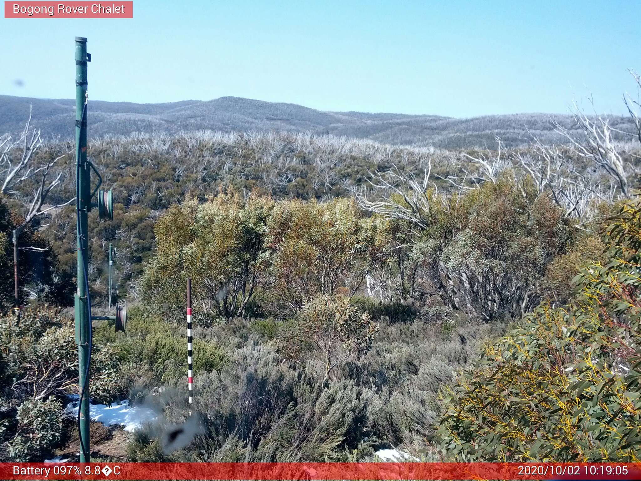 Bogong Web Cam 10:19am Friday 2nd of October 2020