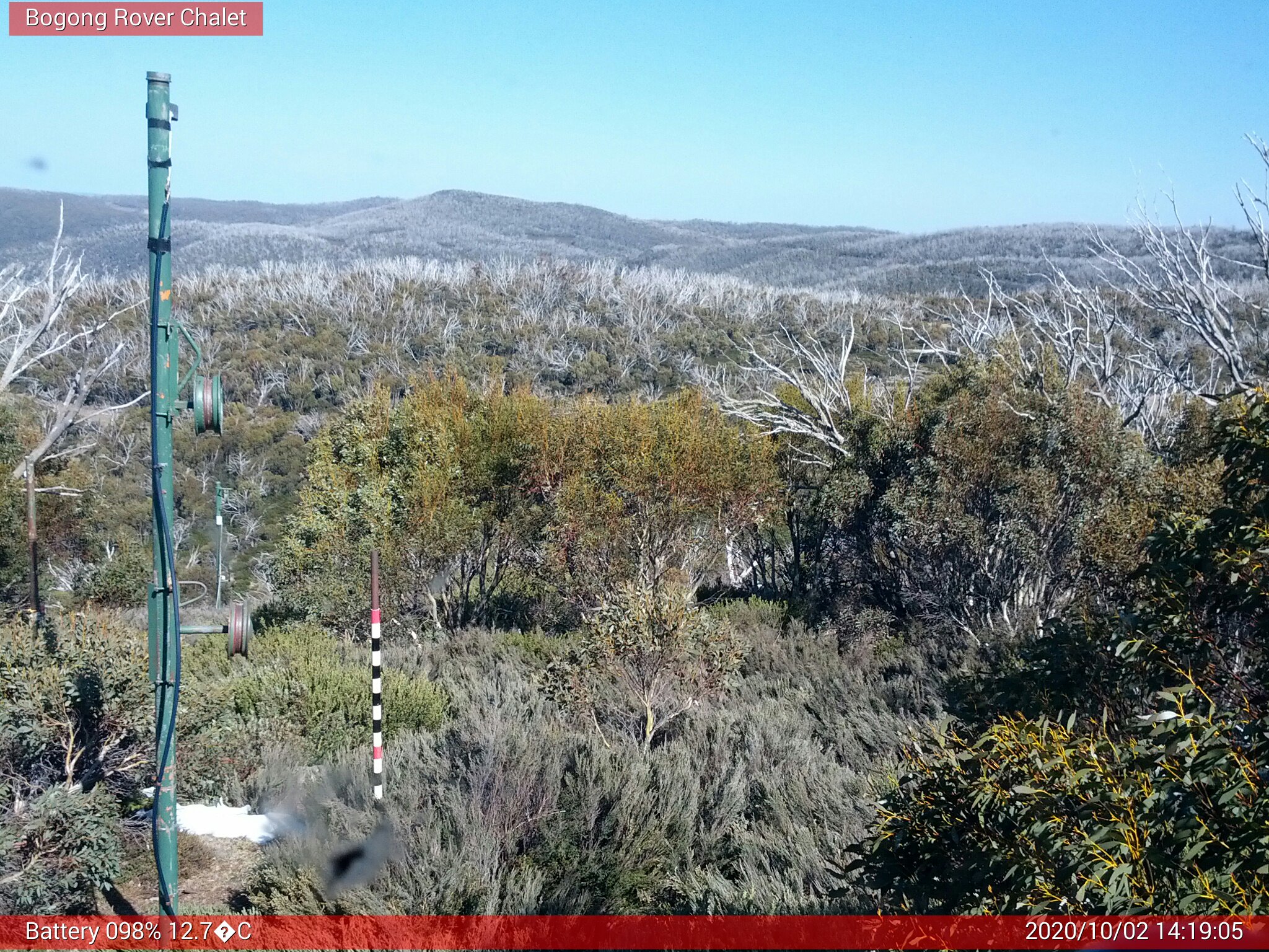 Bogong Web Cam 2:19pm Friday 2nd of October 2020